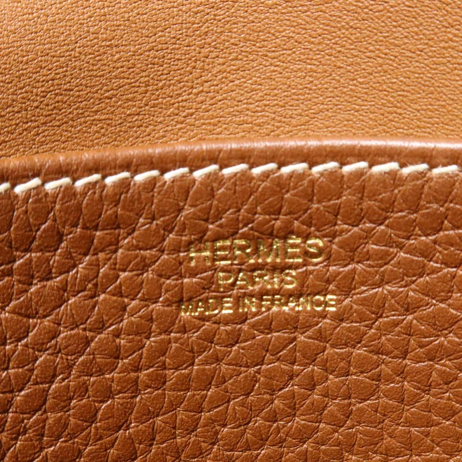 HERMES Clemence皮革Halzan 25手挽肩背兩用袋Gold