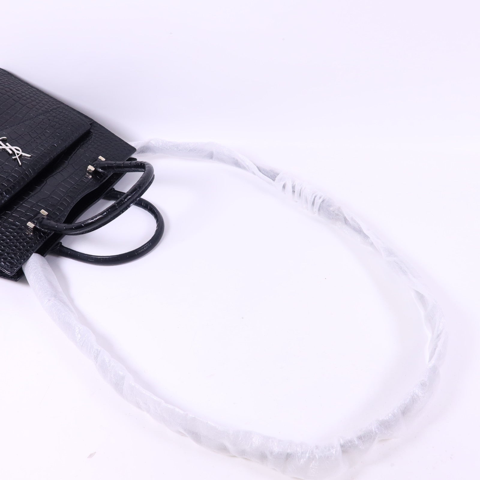 SAINT LAURENT 牛皮皮革Uptown Small Tote銀扣手挽肩背兩用袋