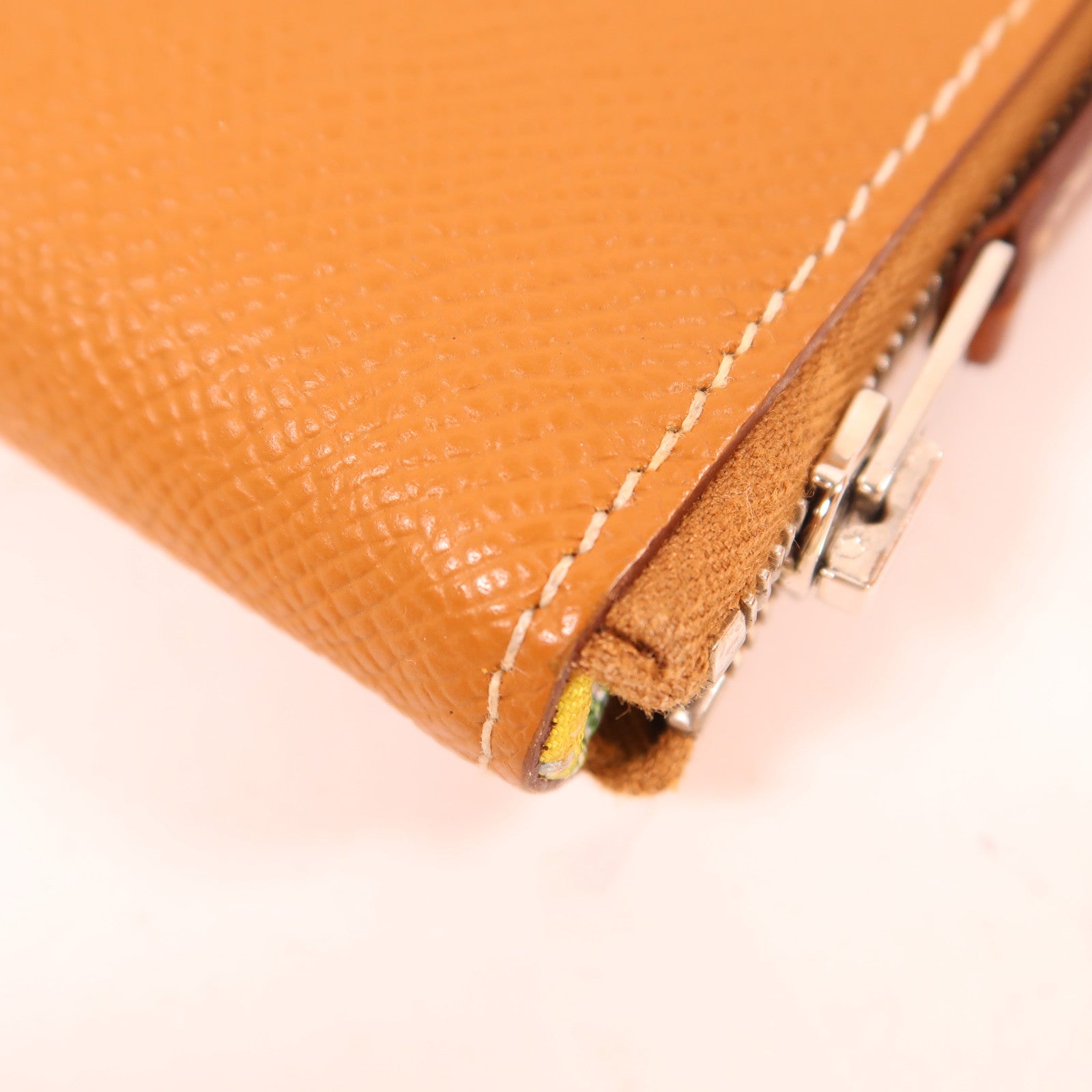 HERMES Epsom皮革Silk In Long Wallet銀扣長錢包Gold