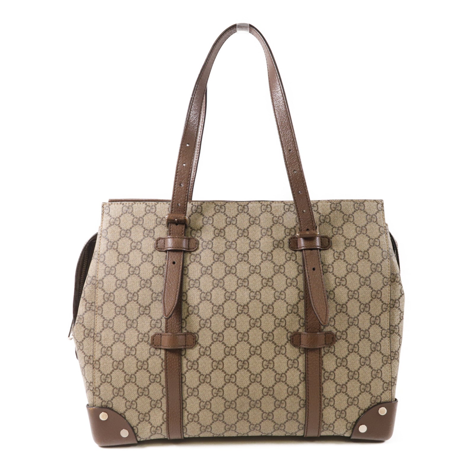 GUCCI 【激減優惠】塗層帆布GG Supreme Tote Bag銀扣手挽袋