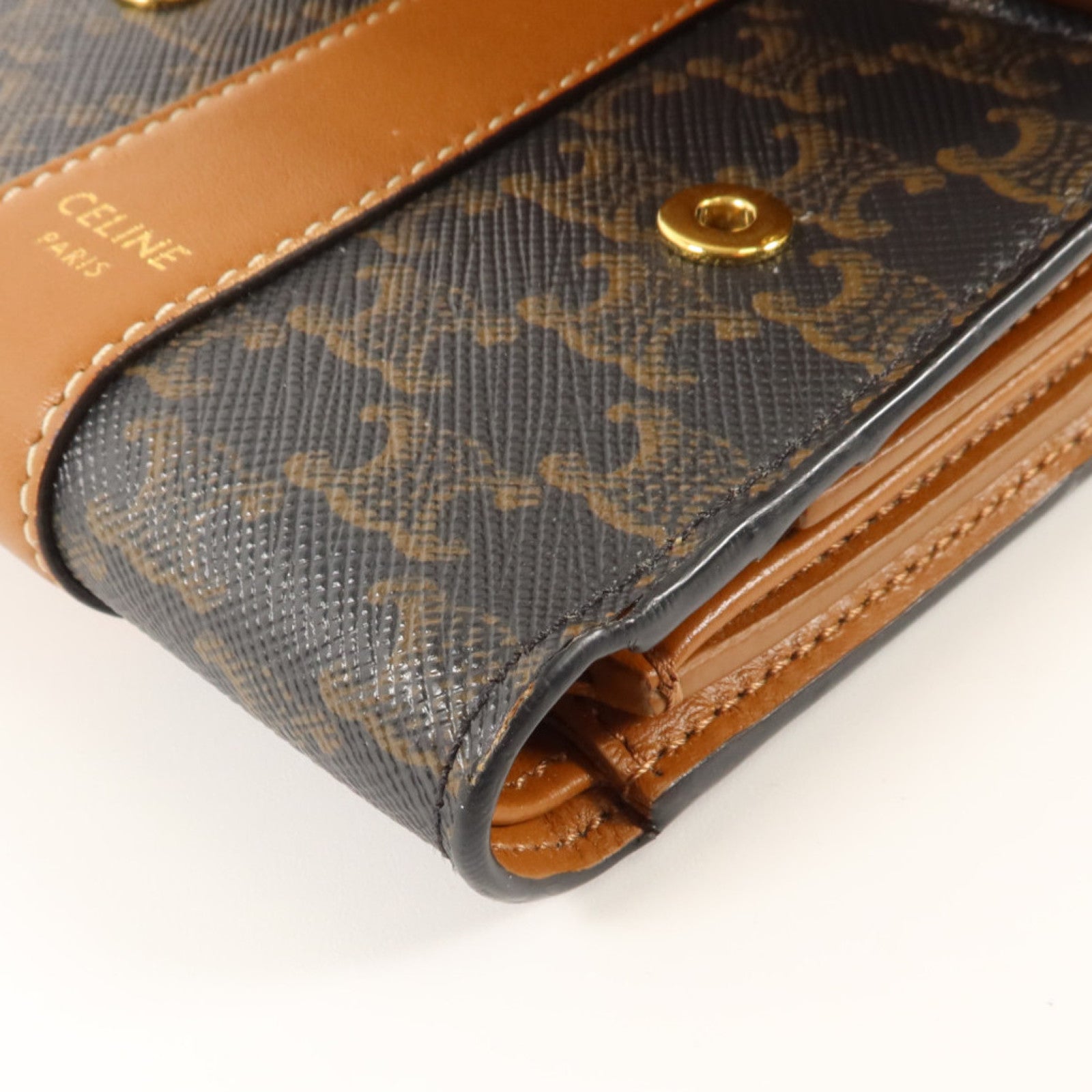 CELINE 塗層帆布Small Trifold Wallet金扣錢包
