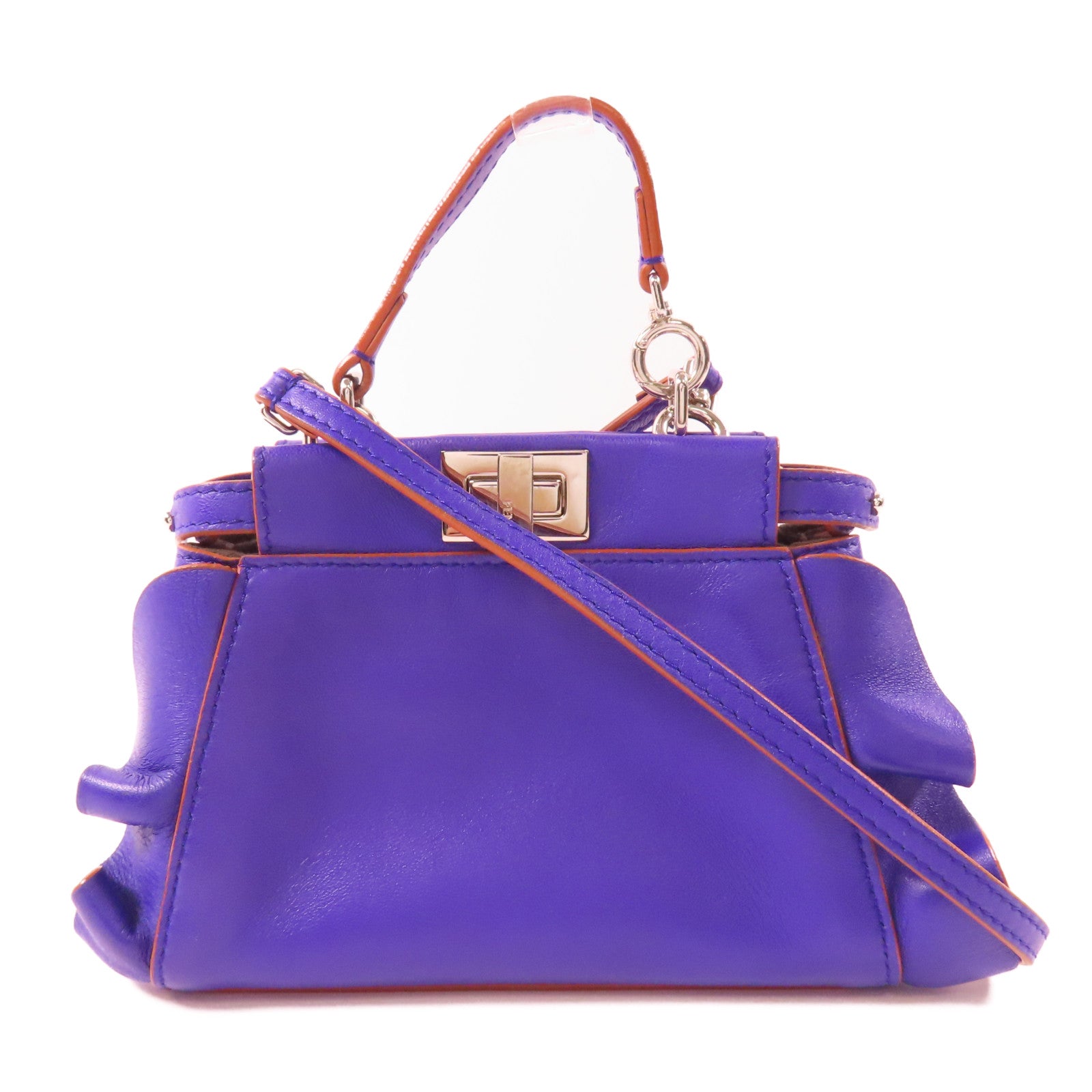 FENDI 牛皮皮革2Way Shoulder銀扣手挽肩背兩用袋