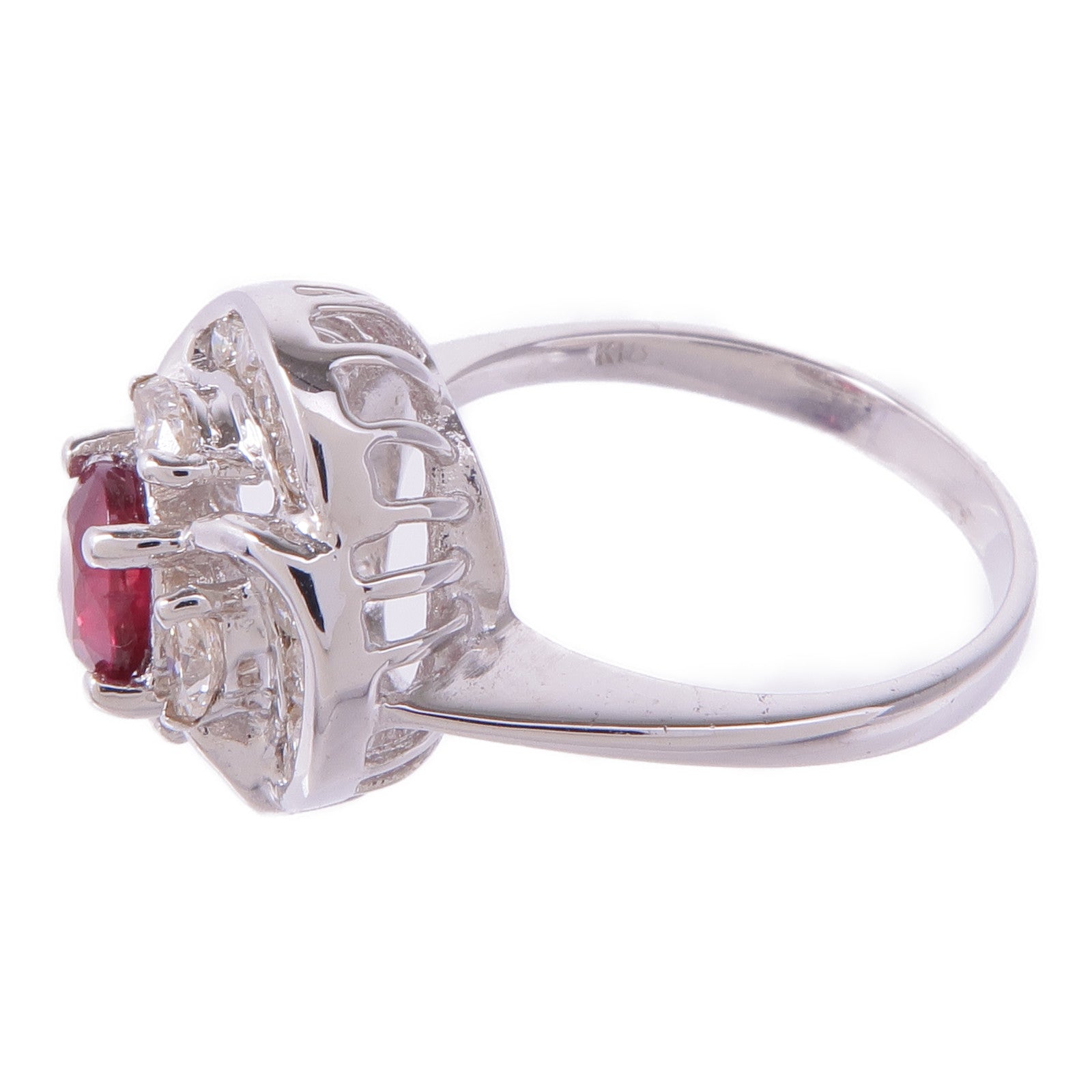 JEWELRY 18K白金Ruby Diamond Ring紅寶石/鑽石戒指US#4.5