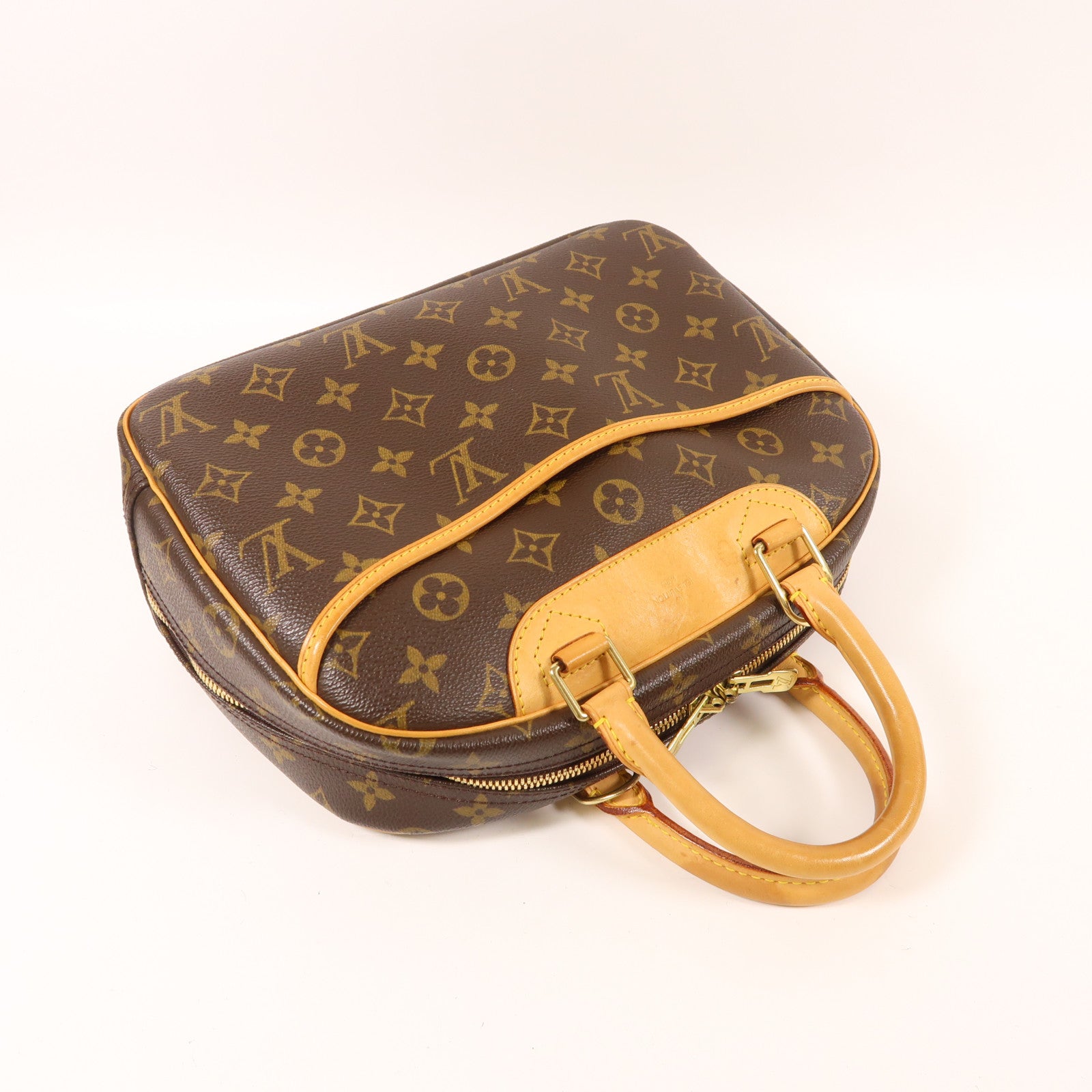 LOUIS VUITTON Monogram Trouville金扣手挽袋棕色