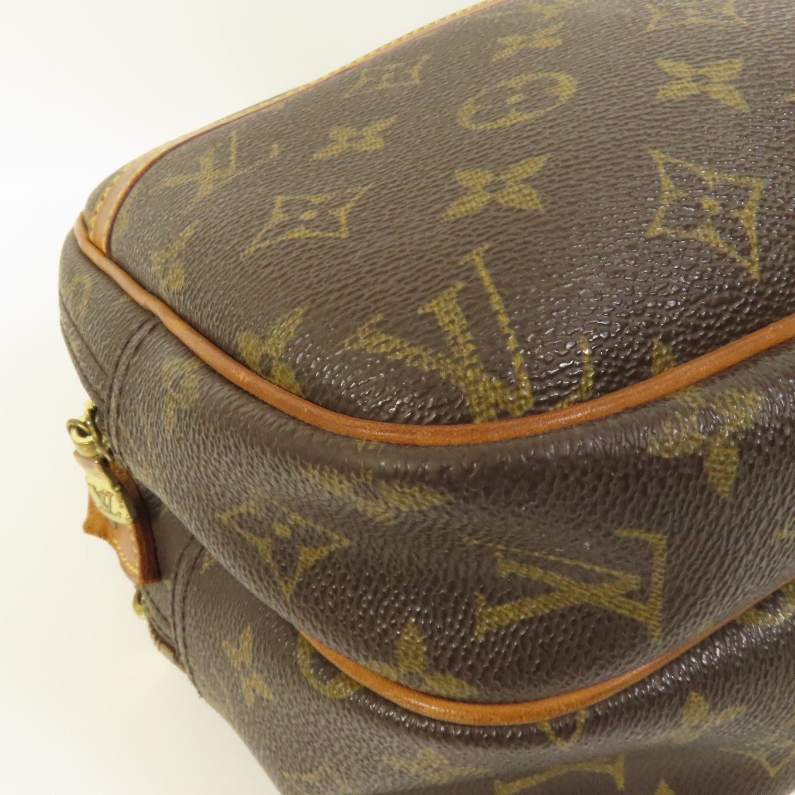 LOUIS VUITTON Monogram Reporter PM金扣肩背袋棕色