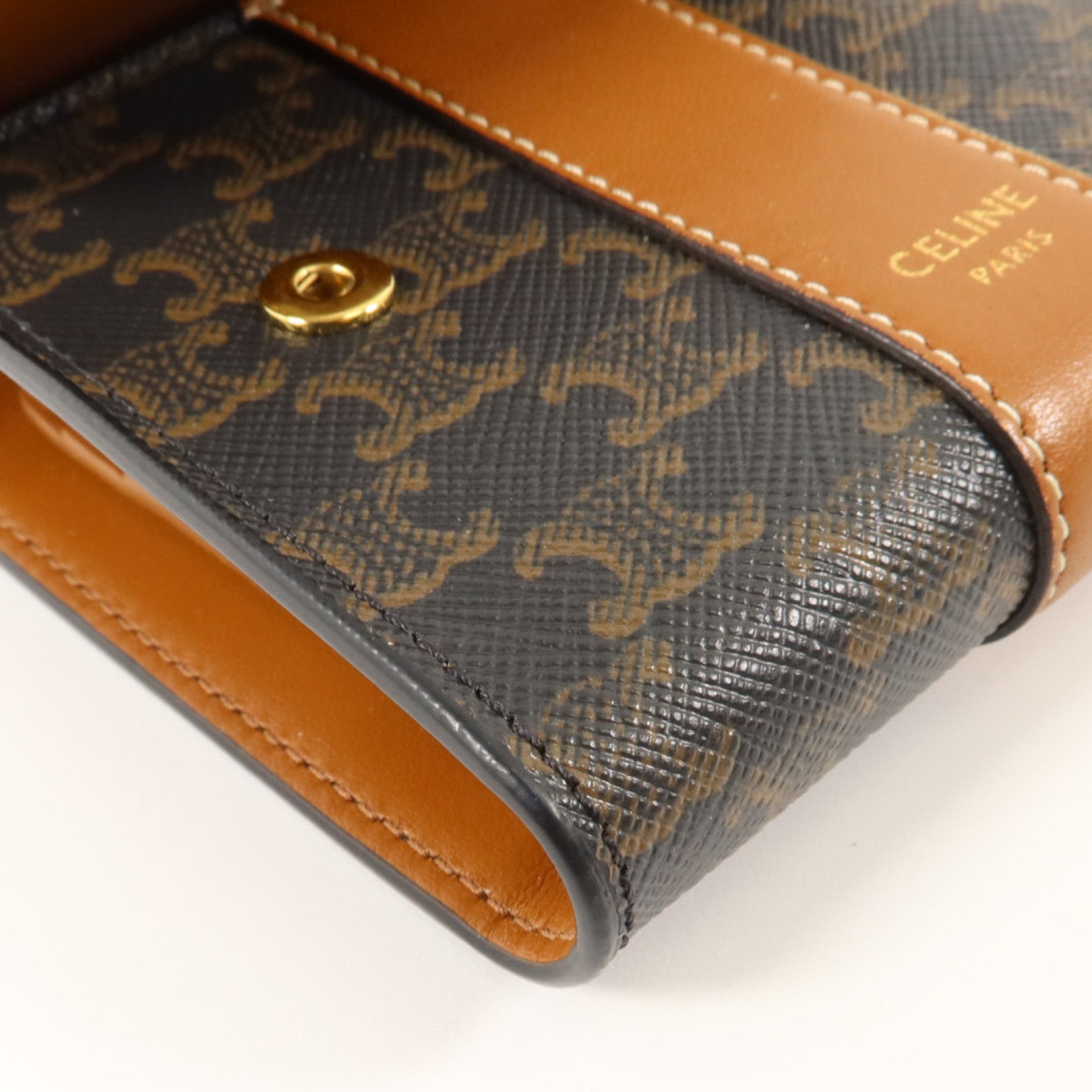 CELINE 塗層帆布Small Trifold Wallet金扣錢包