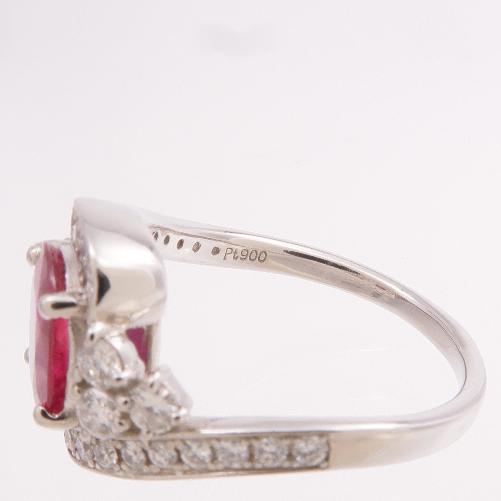 JEWELRY PT900鉑金Ruby Diamond Ring紅寶石/鑽石戒指US#6.25