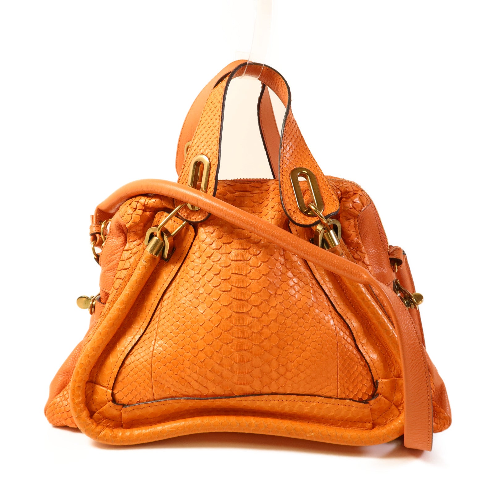 Chloe 蛇皮皮革2 Way Shoulder Bag金扣手挽肩背兩用袋