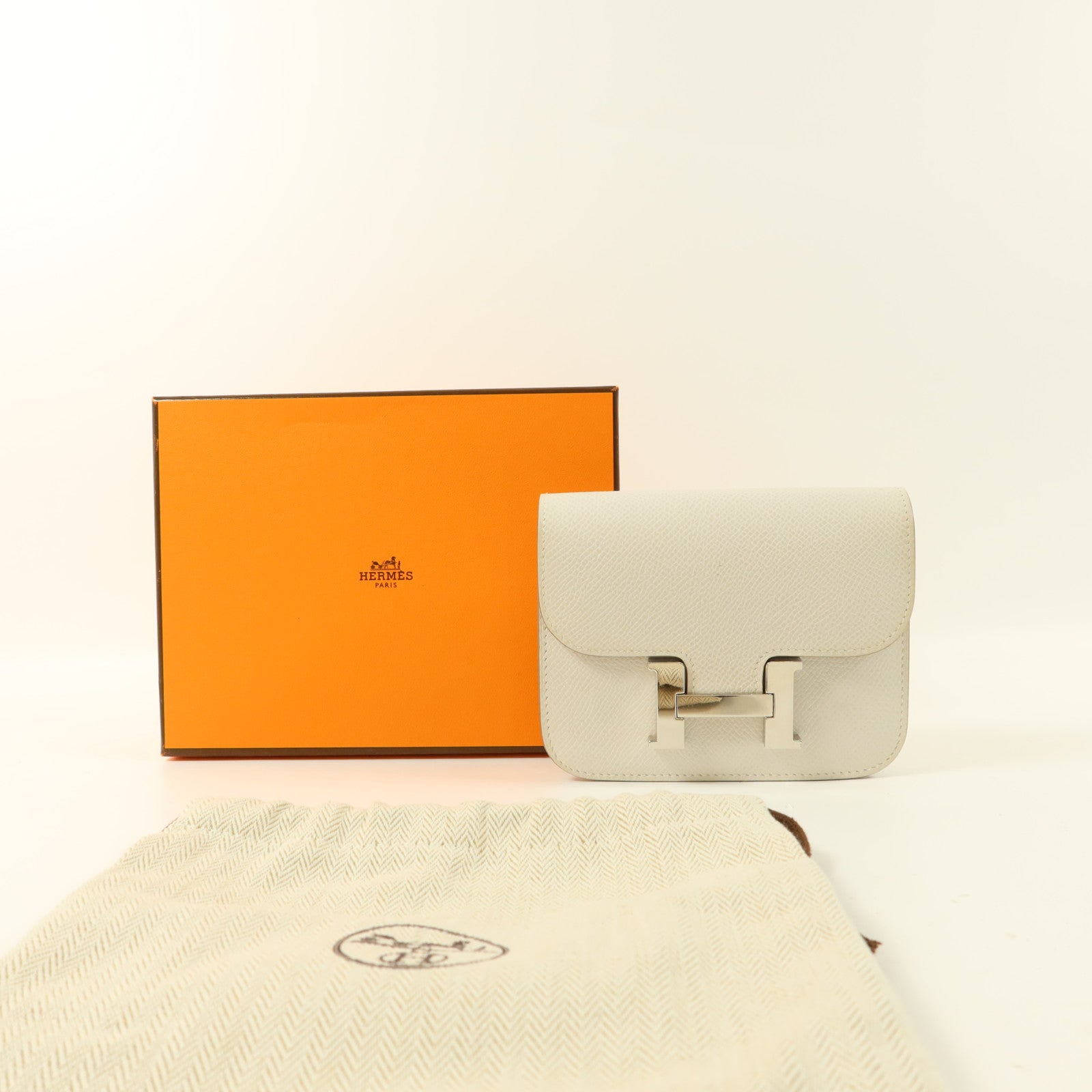 HERMES Epsom皮革Constance Slim錢包Blanc