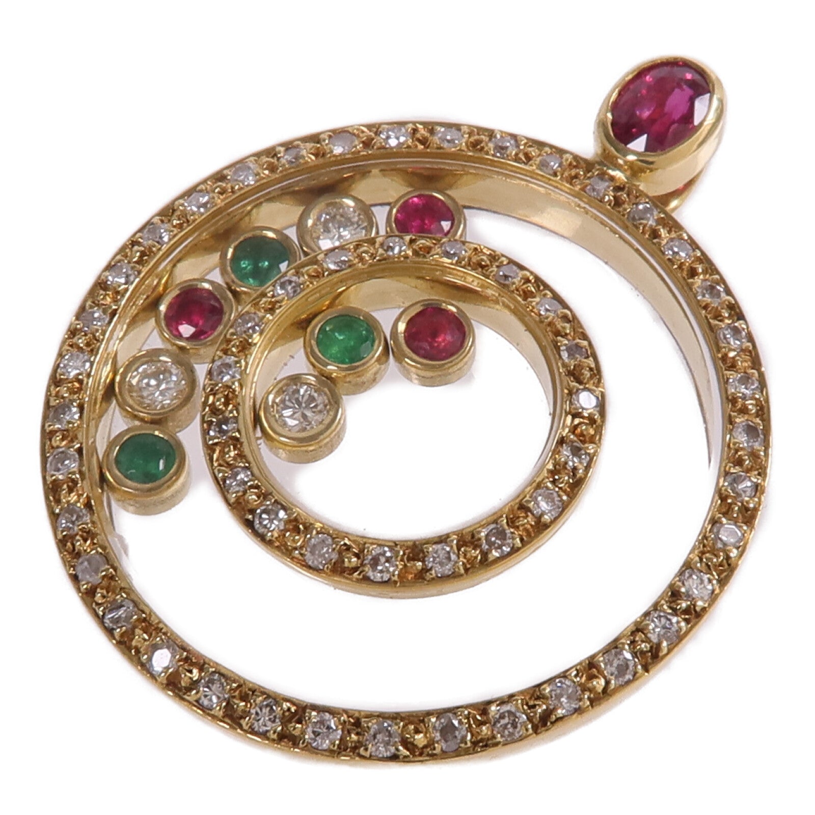 JEWELRY 18K黃金Ruby Emerald Diamond Pendant Top紅寶石/綠寶石/鑽石吊墜