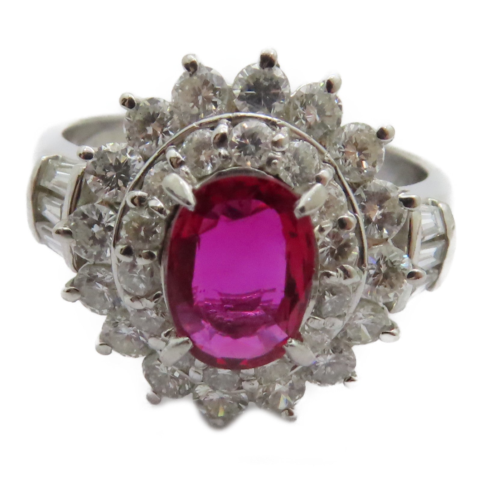 JEWELRY 【激減優惠】PT900鉑金Ruby Diamond Ring 0.97ct紅寶石/1.17ct鑽石戒指US#7
