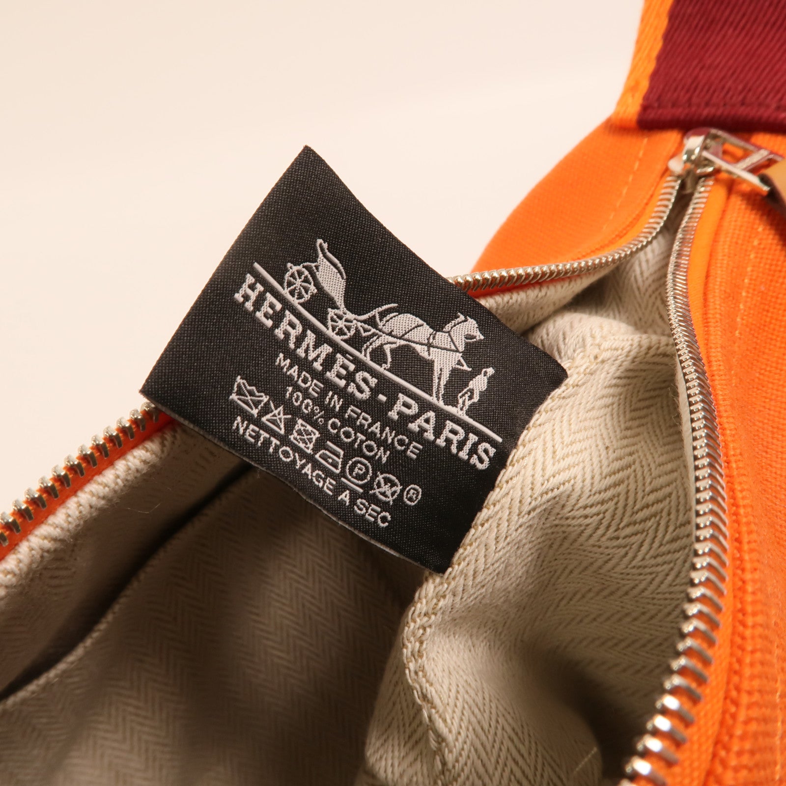 HERMES 帆布Bride A Brac Case PM銀扣手挽袋Orange