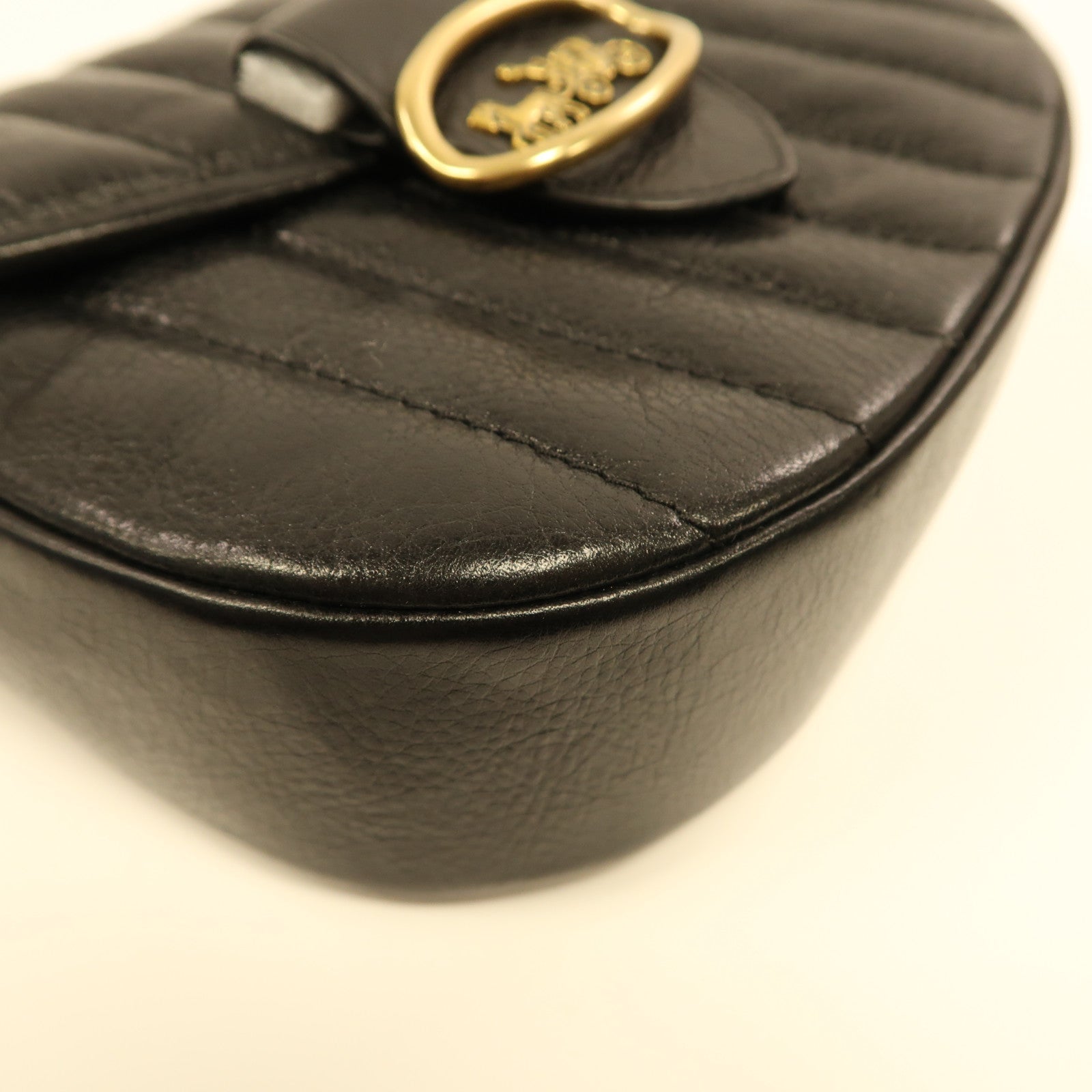 COACH 牛皮皮革Kat Saddle Bag金扣肩背袋黑色