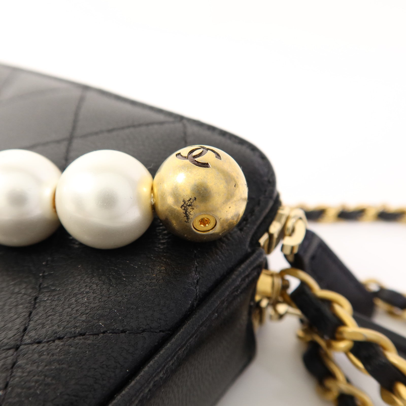 CHANEL 【激減優惠】牛皮皮革Wallet On Chain金扣鏈帶肩背袋