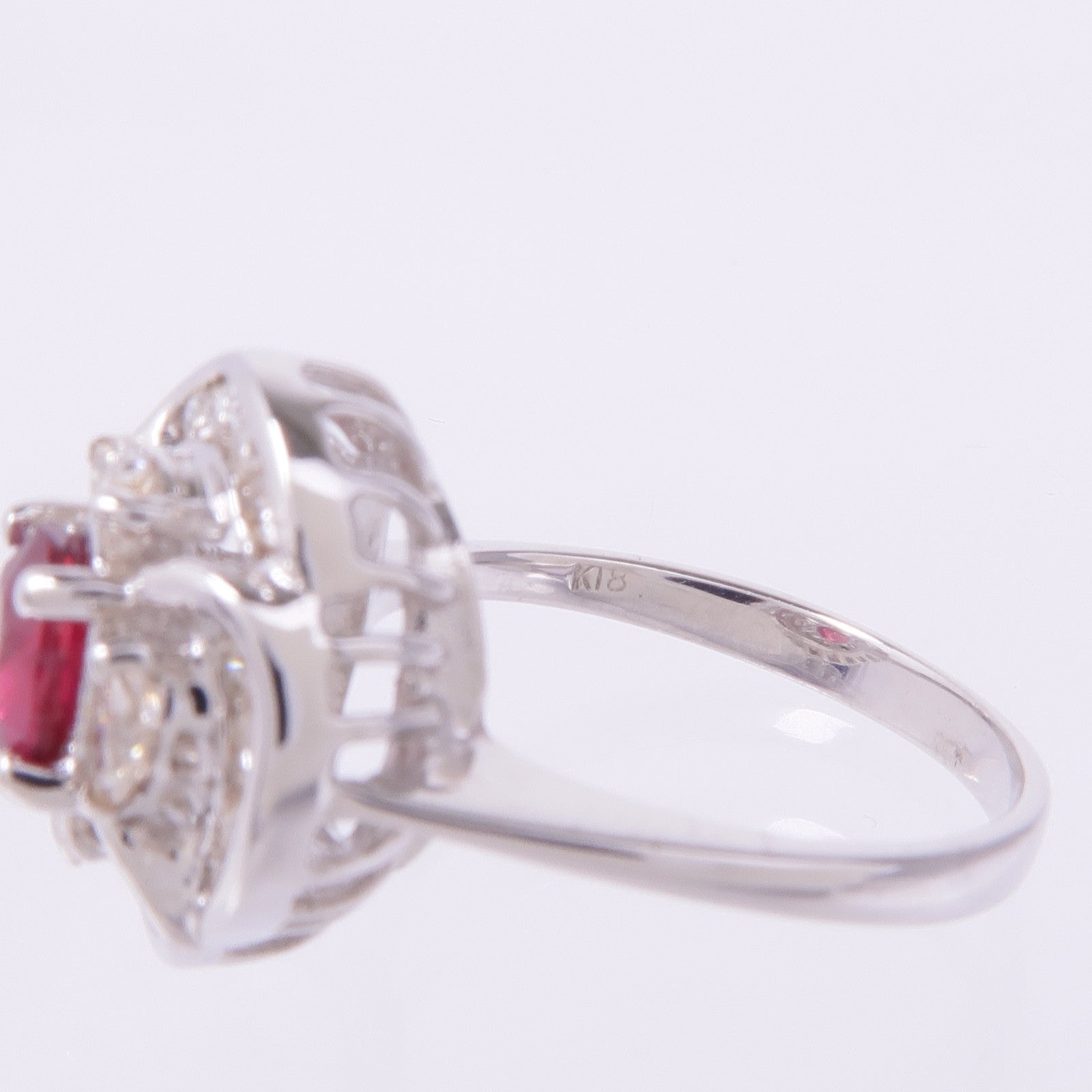 JEWELRY 18K白金Ruby Diamond Ring紅寶石/鑽石戒指US#4.5