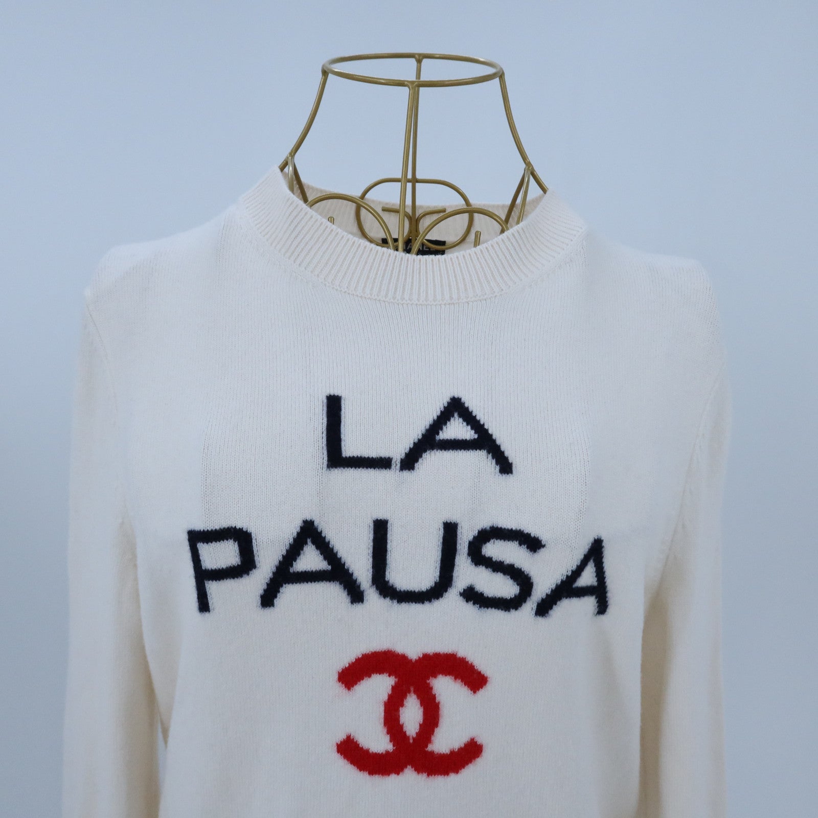CHANEL CashmerLa Pausa Long-Sleeve Knit Top針織