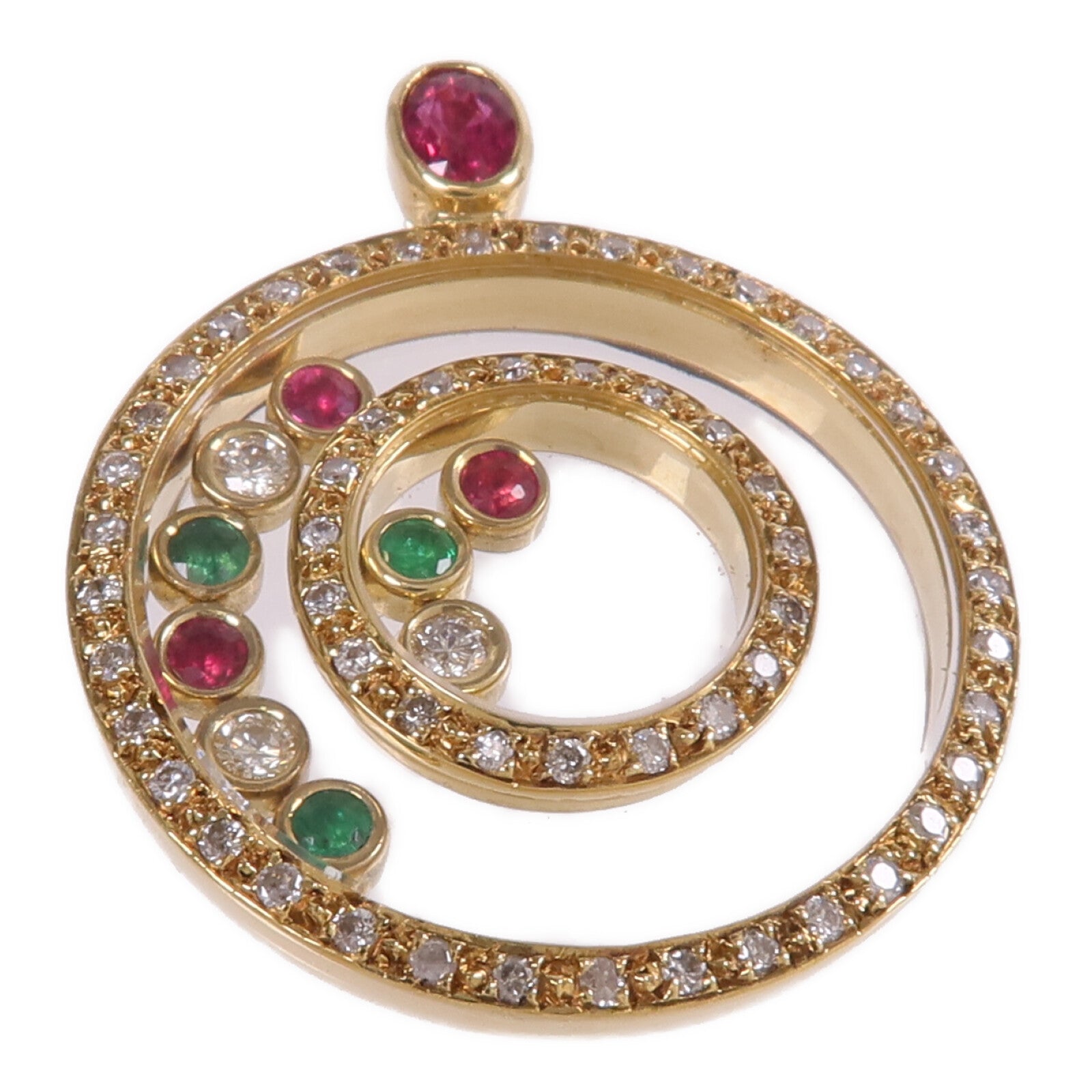 JEWELRY 18K黃金Ruby Emerald Diamond Pendant Top紅寶石/綠寶石/鑽石吊墜