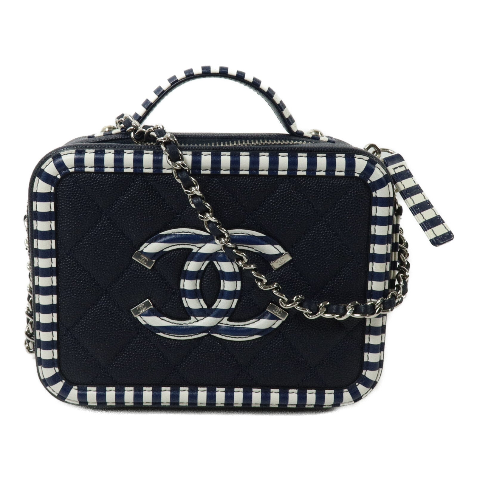 CHANEL 牛皮皮革Vanity Case鏈帶手挽肩背兩用袋