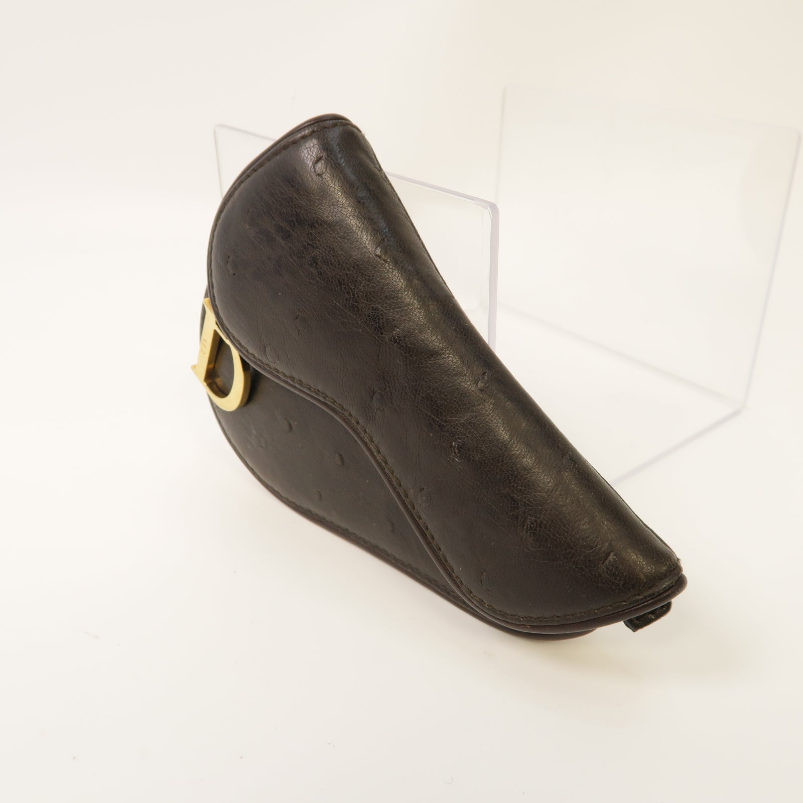 Dior **【激減優惠】駝鳥皮革Coin Case金扣零錢包啡色