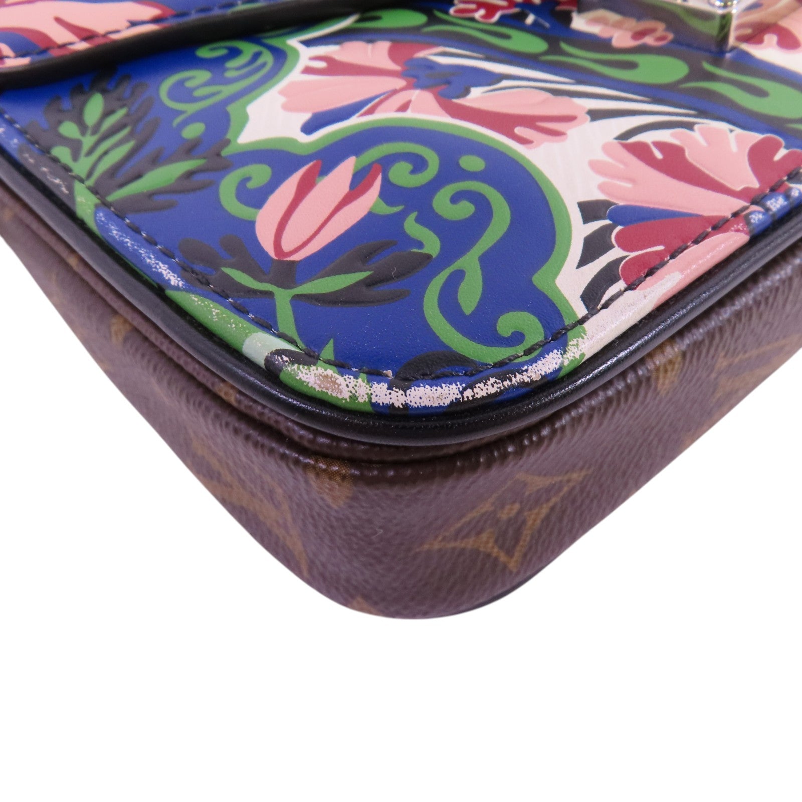 LOUIS VUITTON Epi Leather/Monogram Pochette Metis銀扣鏈帶手挽肩背兩用袋