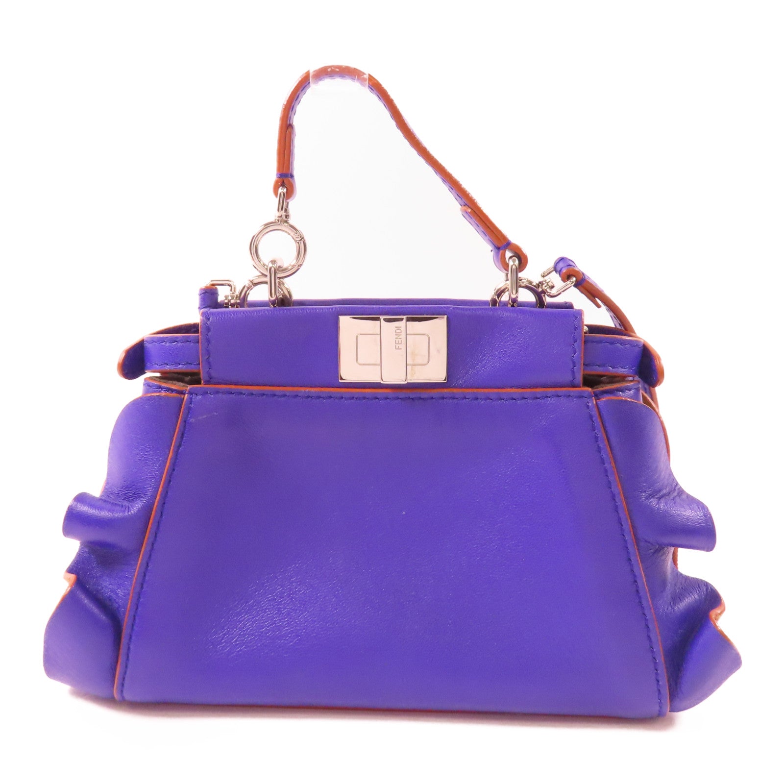 FENDI 牛皮皮革2Way Shoulder銀扣手挽肩背兩用袋