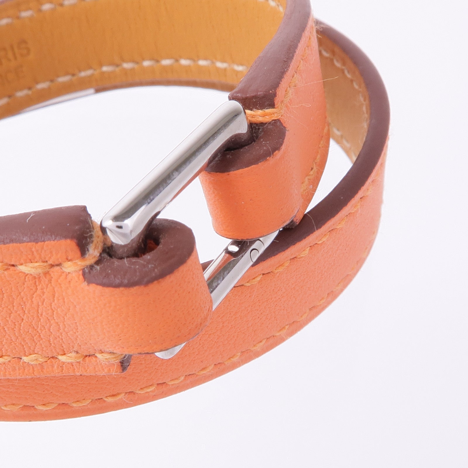 HERMES 皮革Rivale Double Tour銀扣手帶