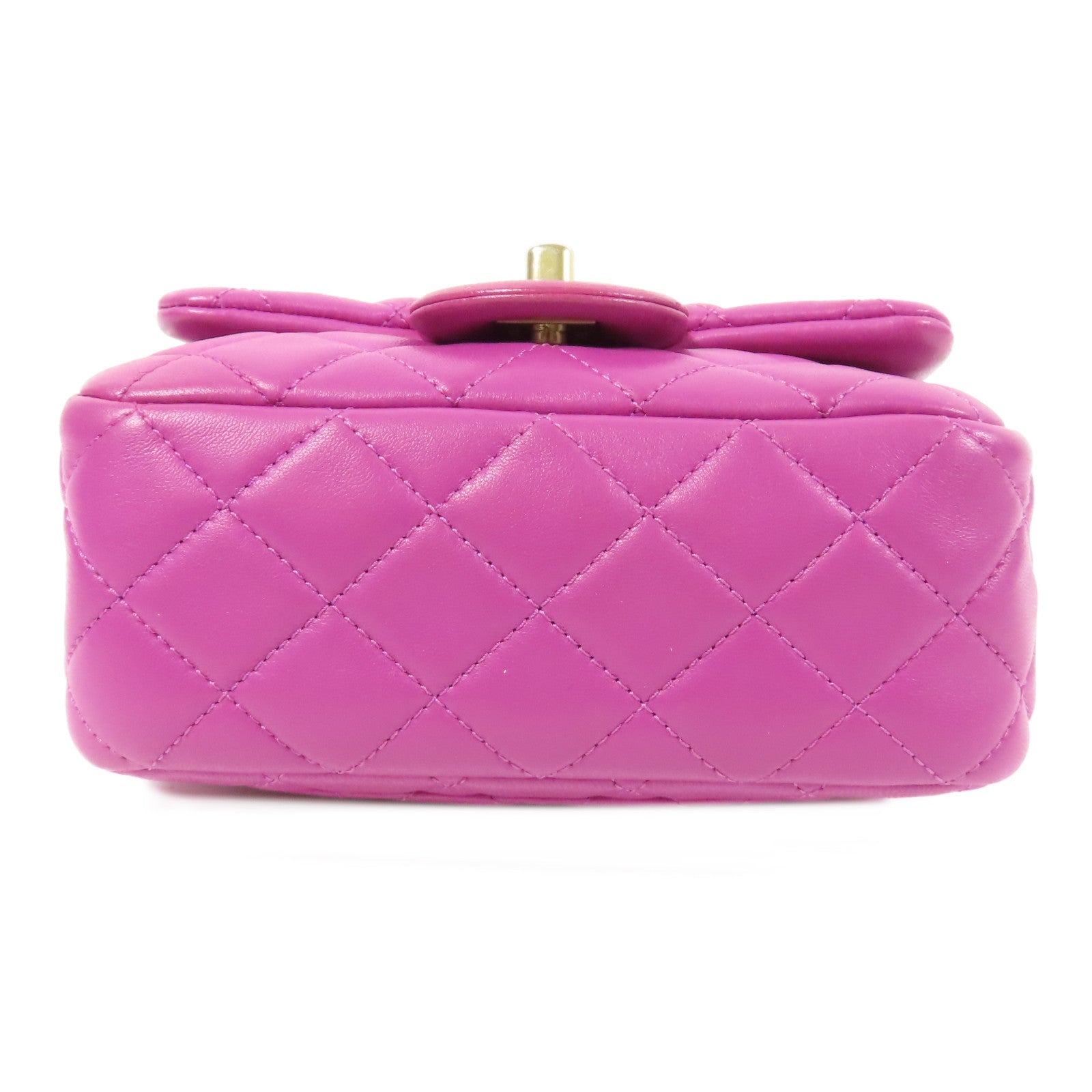 CHANEL CC GHW Mini Flap Bag Chain Shoulder Bag Lambskin Leather Purple