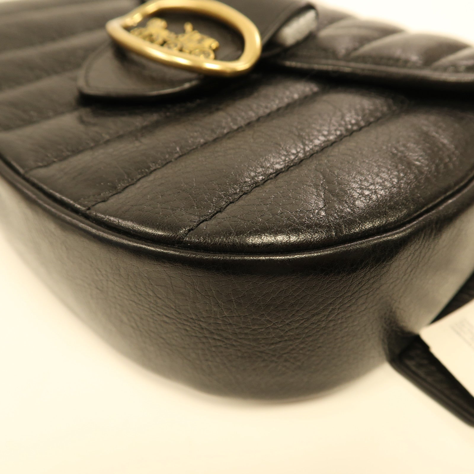 COACH 牛皮皮革Kat Saddle Bag金扣肩背袋黑色