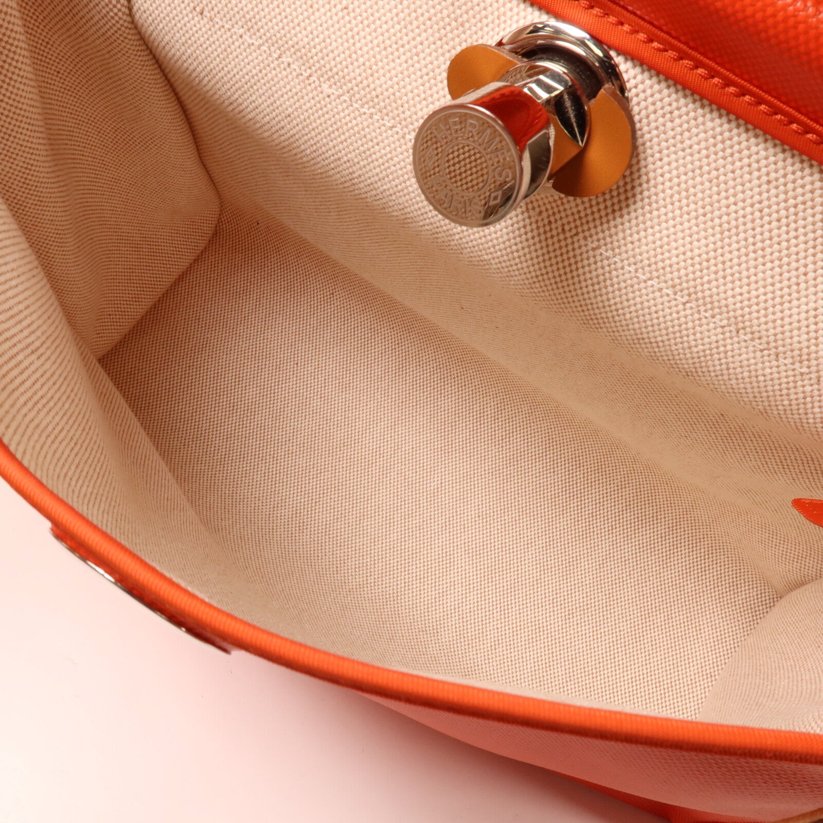 HERMES 帆布Herbag PM手挽肩背兩用袋Orange Mecano/Beige/Fauve