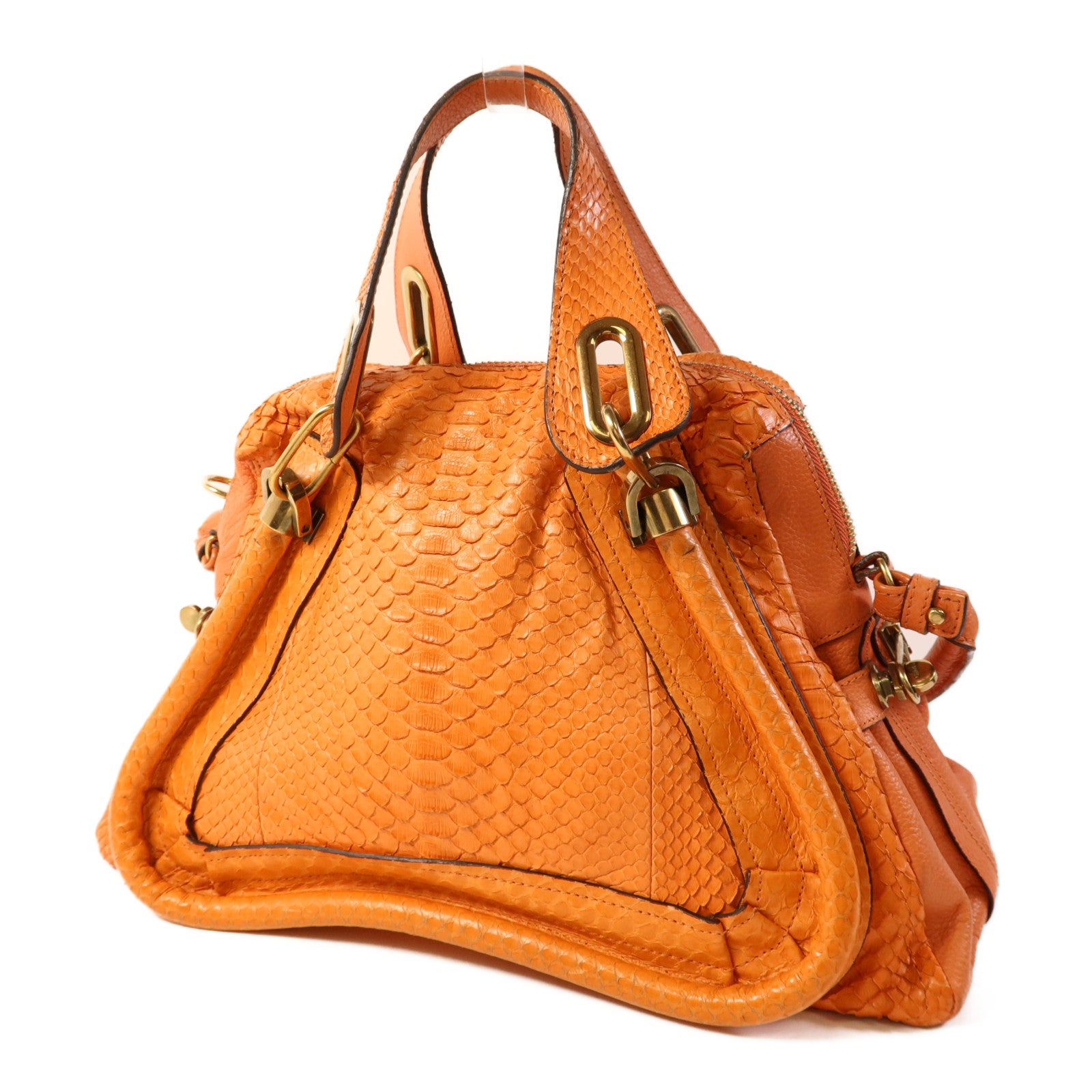 Chloe 蛇皮皮革2 Way Shoulder Bag金扣手挽肩背兩用袋