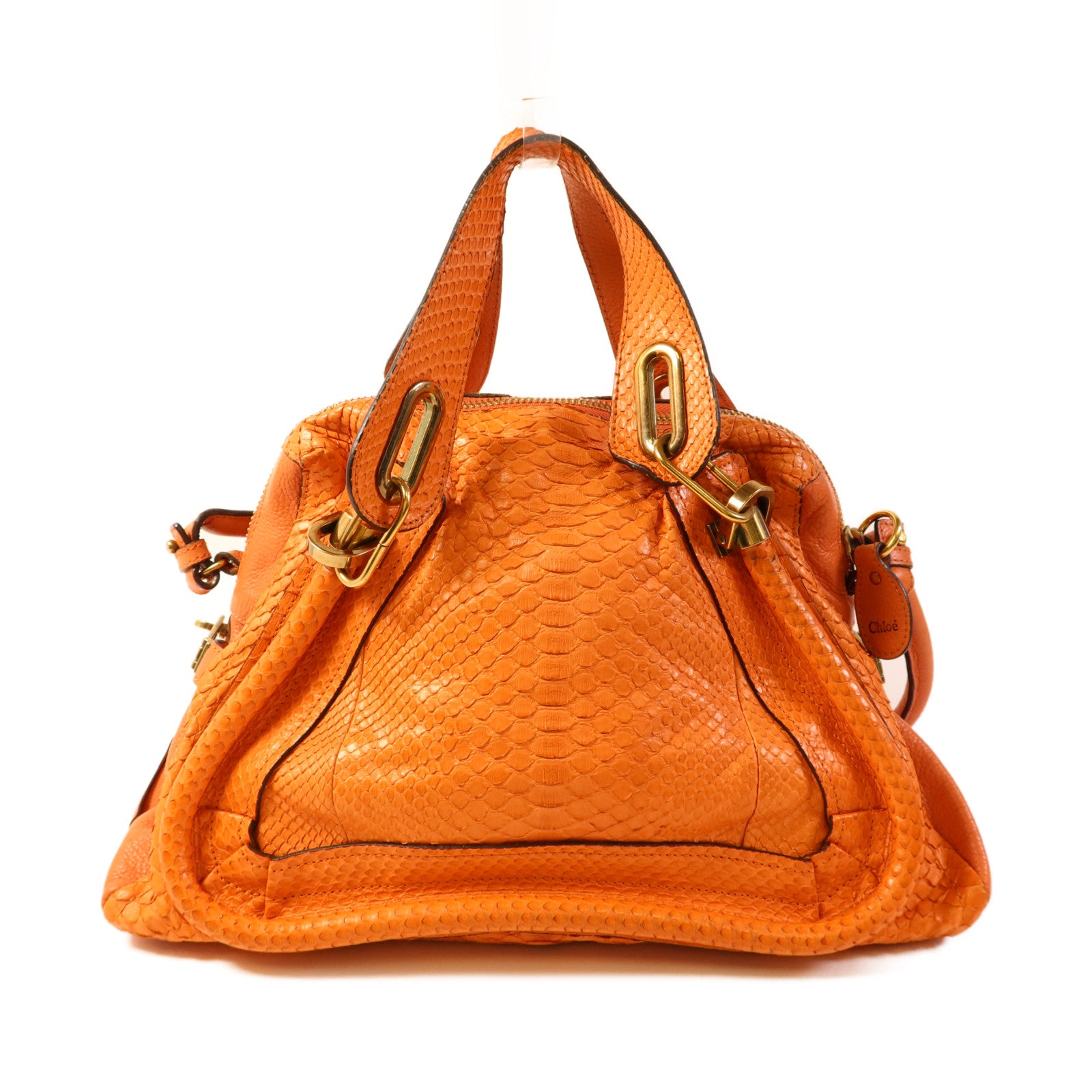 Chloe 蛇皮皮革2 Way Shoulder Bag金扣手挽肩背兩用袋