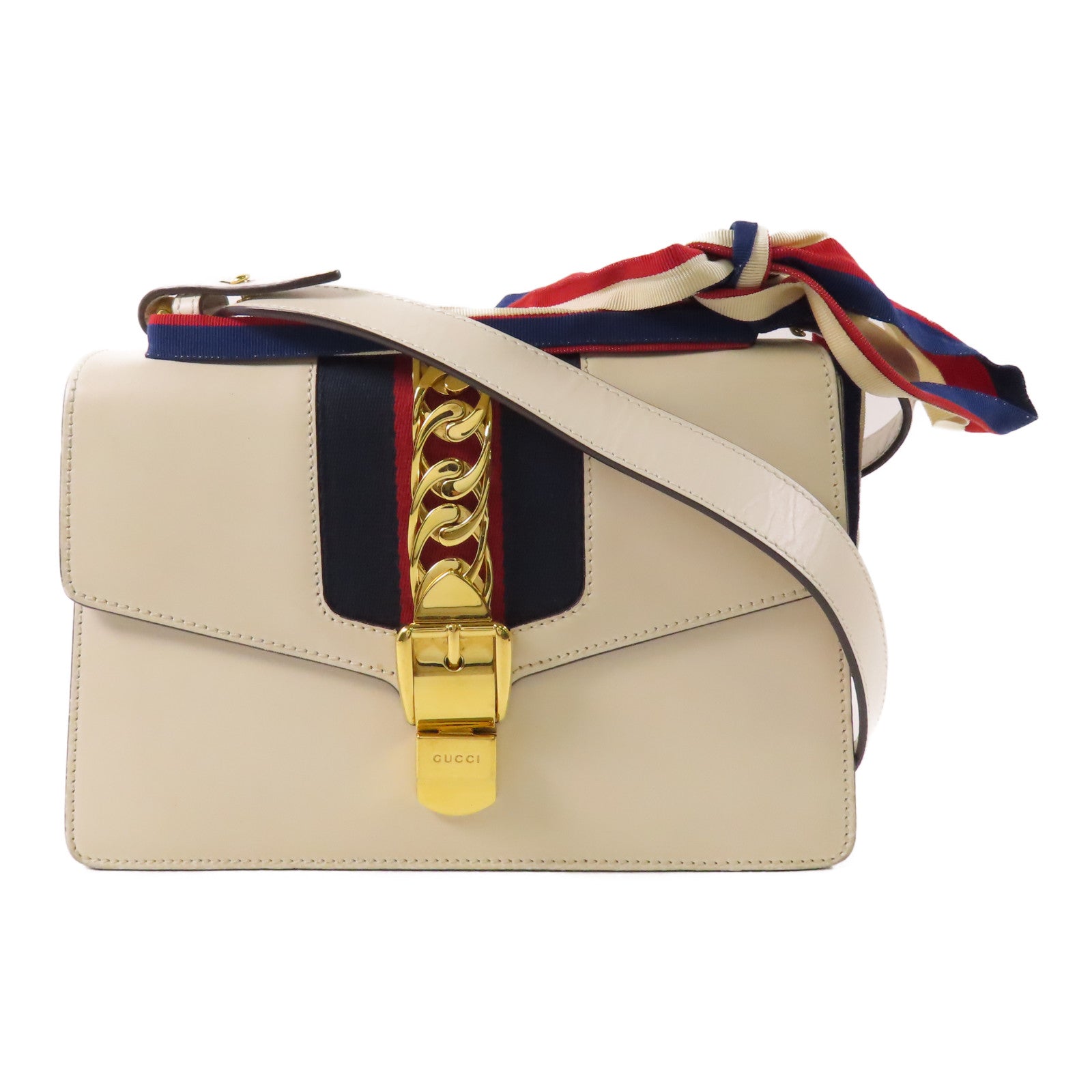 GUCCI 牛皮皮革Sylvie金扣肩背袋