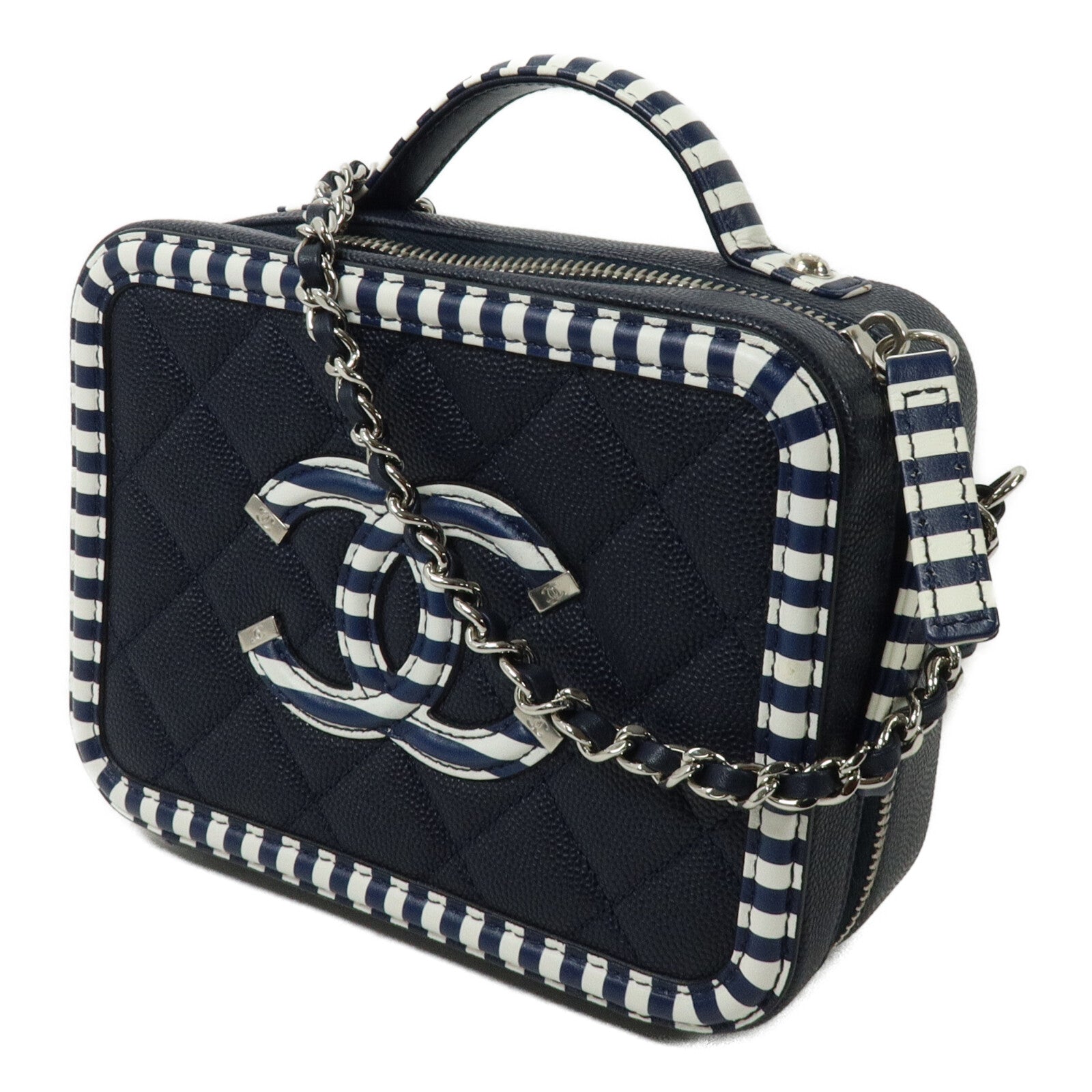 CHANEL 牛皮皮革Vanity Case鏈帶手挽肩背兩用袋