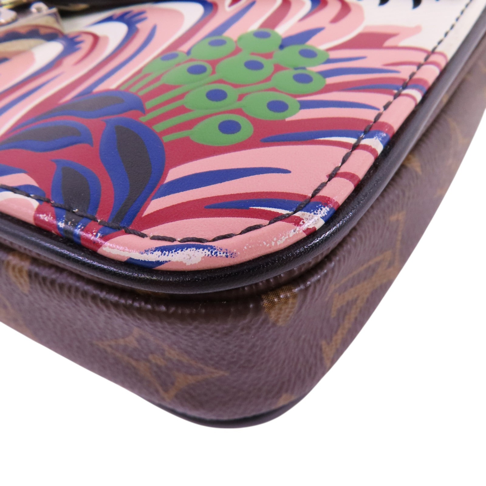 LOUIS VUITTON Epi Leather/Monogram Pochette Metis銀扣鏈帶手挽肩背兩用袋