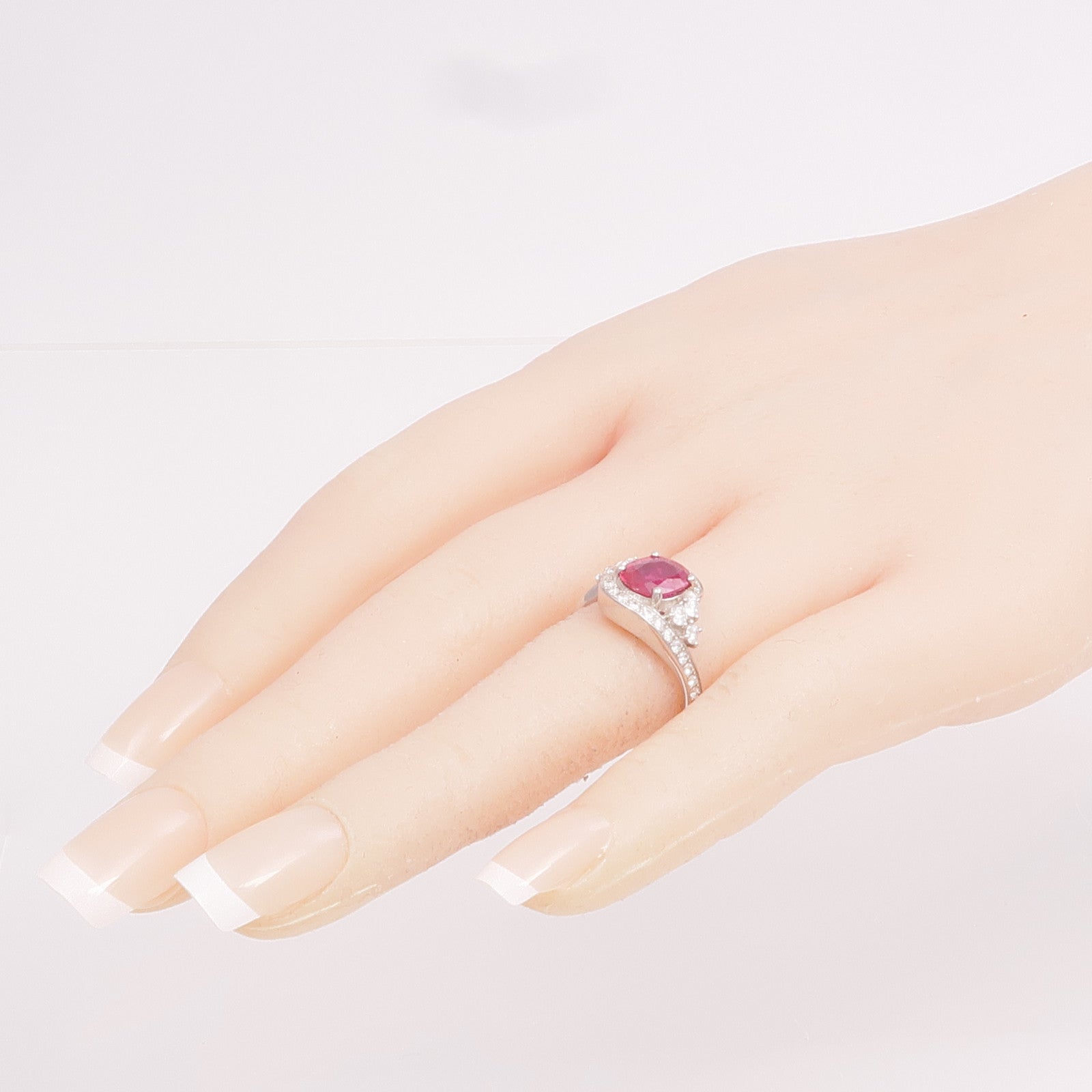 JEWELRY PT900鉑金Ruby Diamond Ring紅寶石/鑽石戒指US#6.25