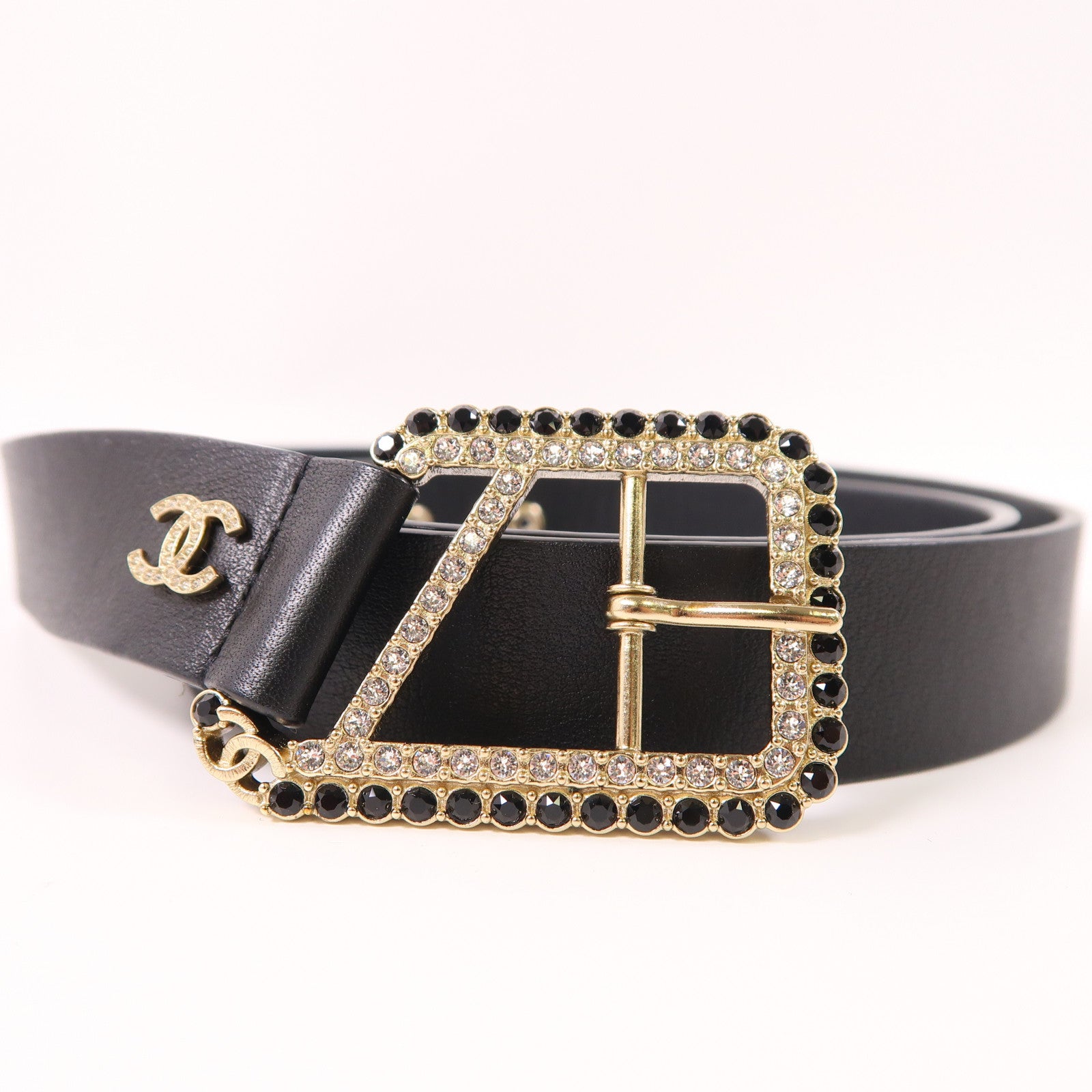 CHANEL 牛皮皮革Belt金扣皮帶