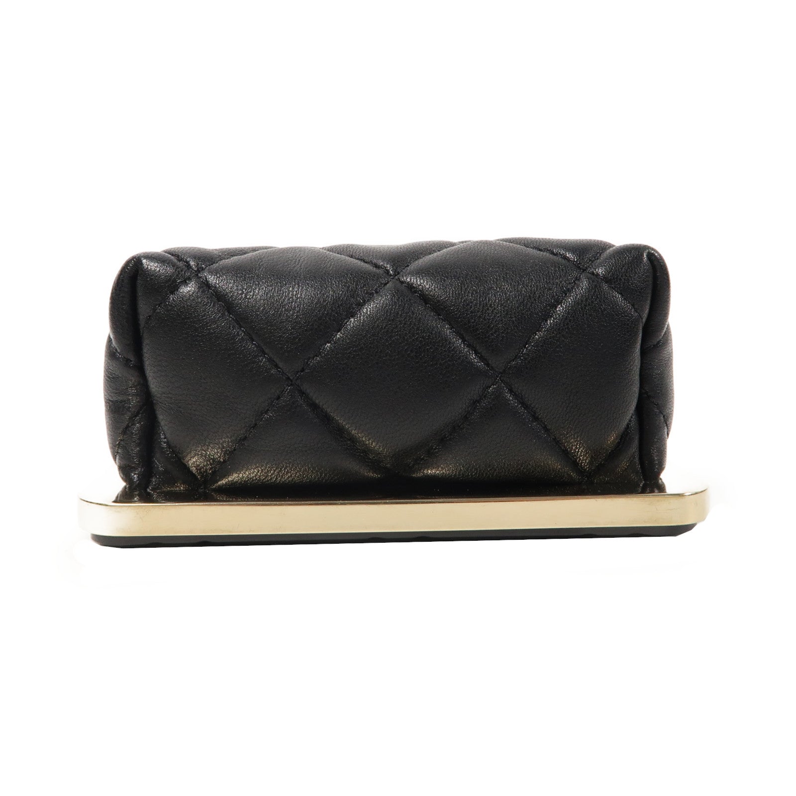 CHANEL 菱格皮革Chain Clutch金扣肩背袋黑色