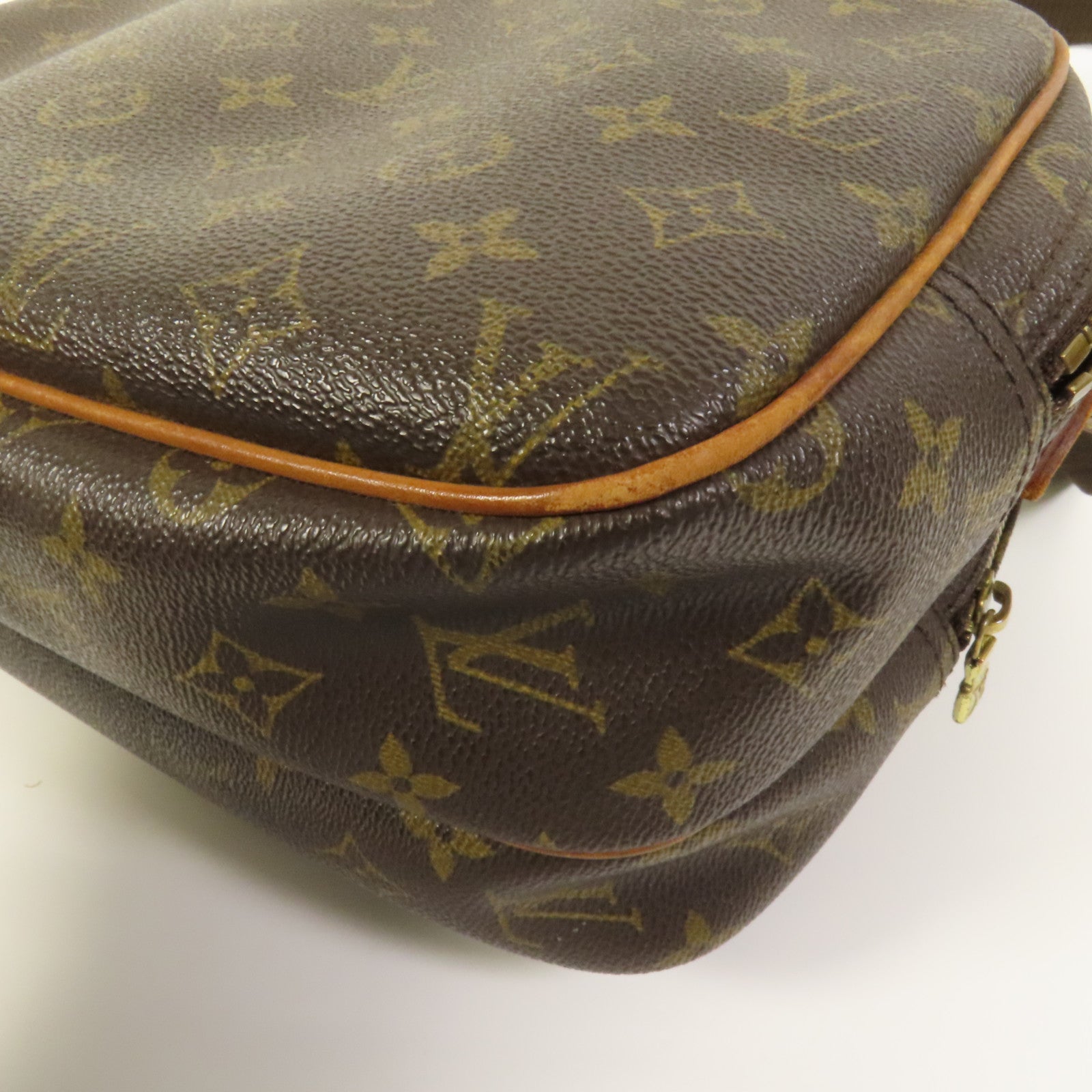 LOUIS VUITTON Monogram Reporter PM金扣肩背袋棕色