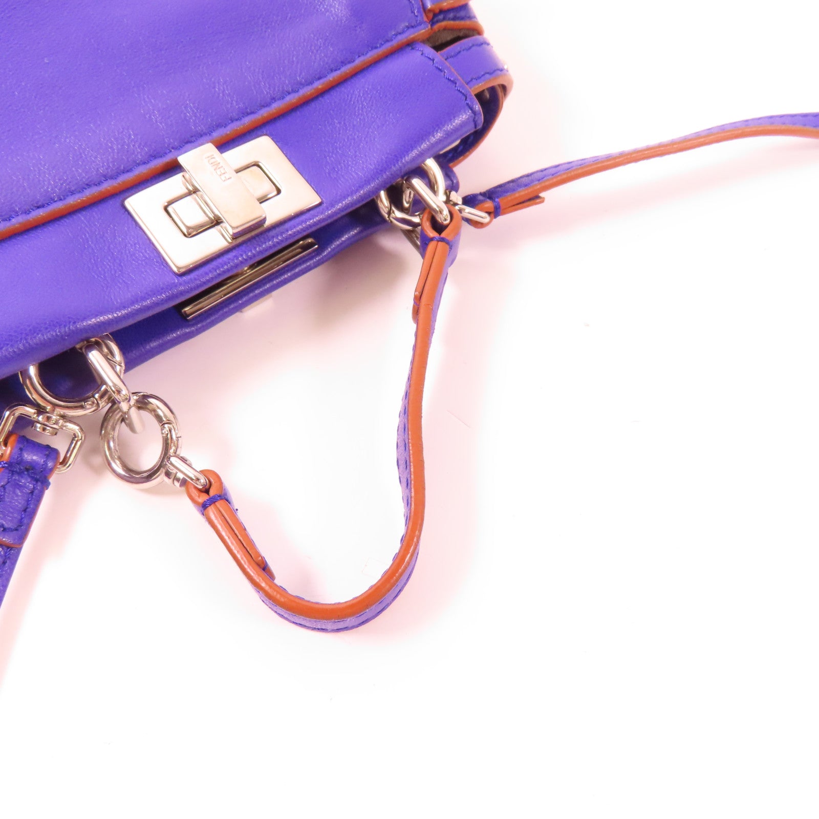 FENDI 牛皮皮革2Way Shoulder銀扣手挽肩背兩用袋