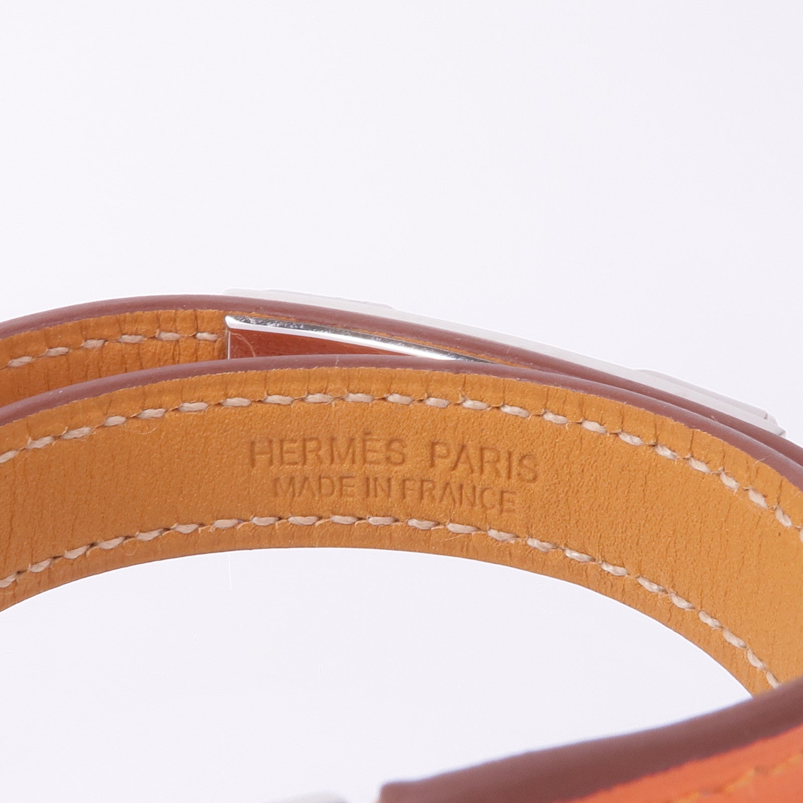 HERMES 皮革Rivale Double Tour銀扣手帶