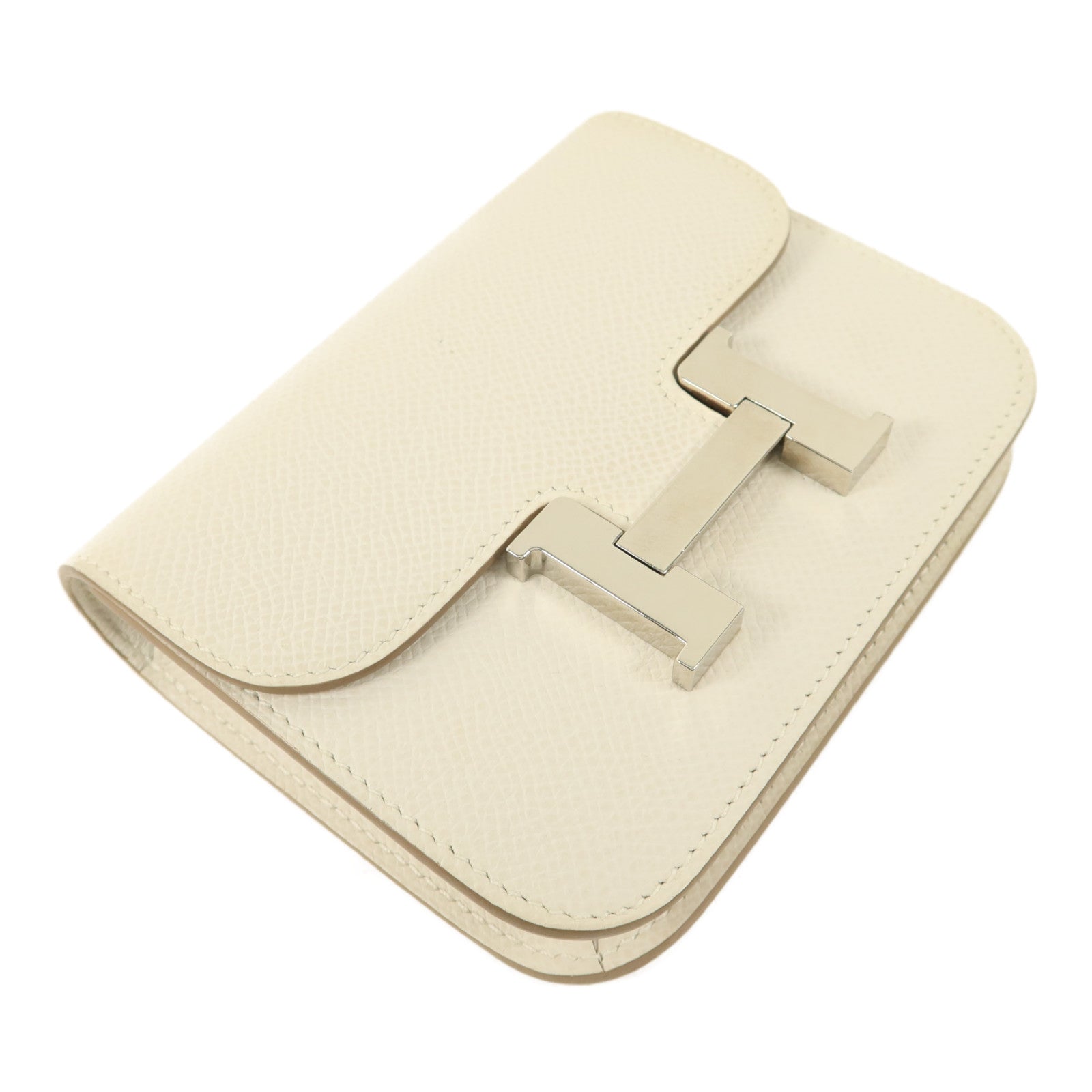HERMES Epsom皮革Constance Slim錢包Blanc