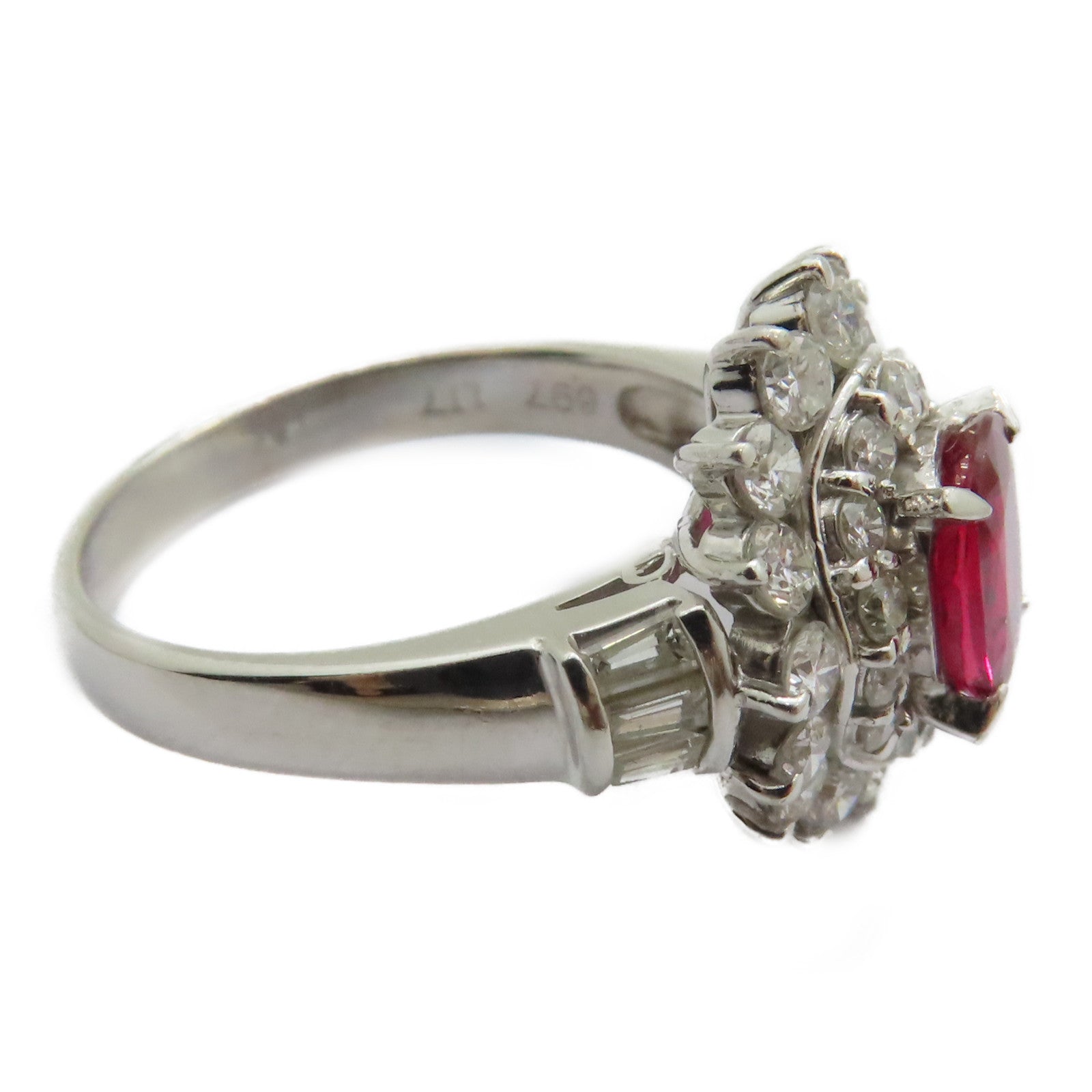 JEWELRY 【激減優惠】PT900鉑金Ruby Diamond Ring 0.97ct紅寶石/1.17ct鑽石戒指US#7