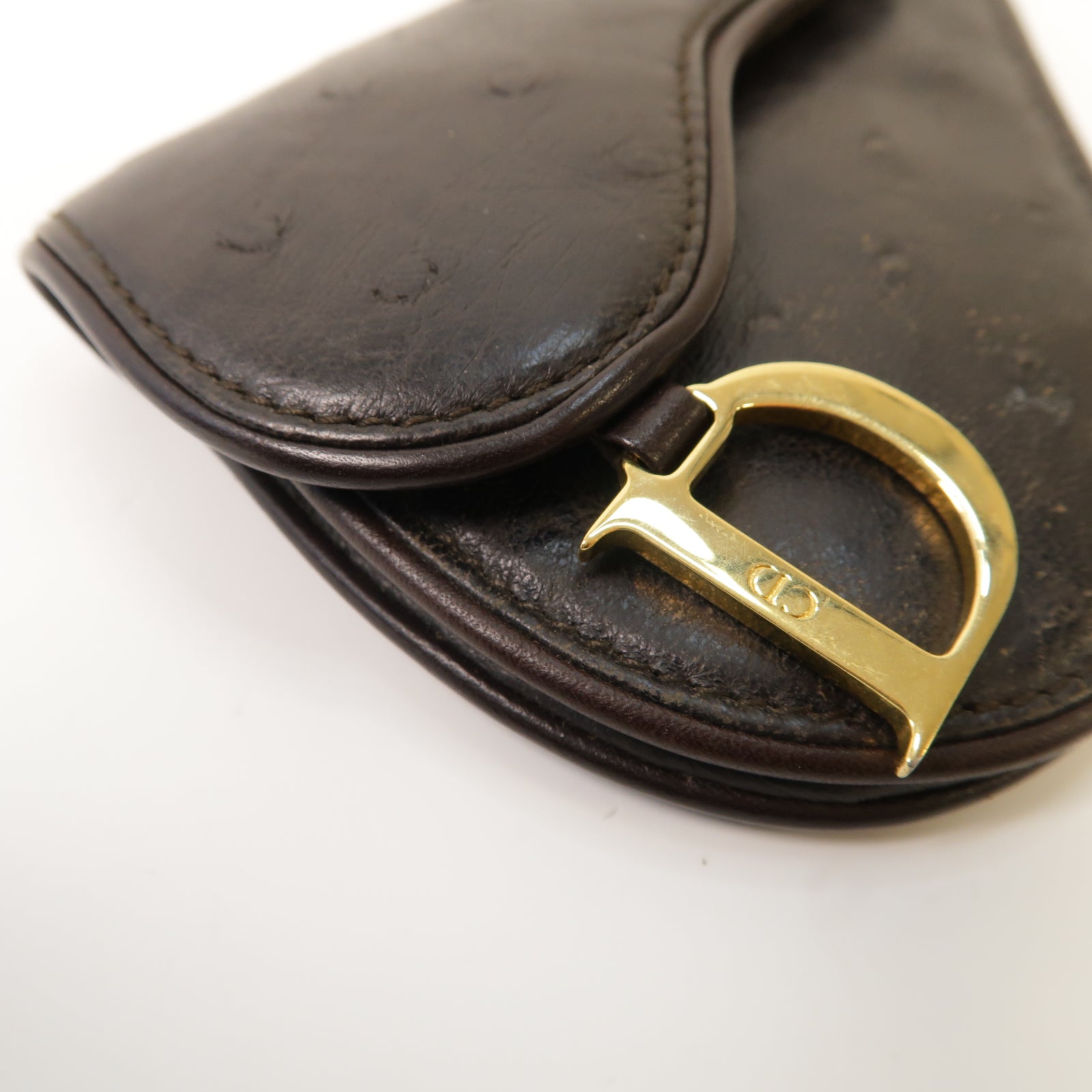 Dior **【激減優惠】駝鳥皮革Coin Case金扣零錢包啡色