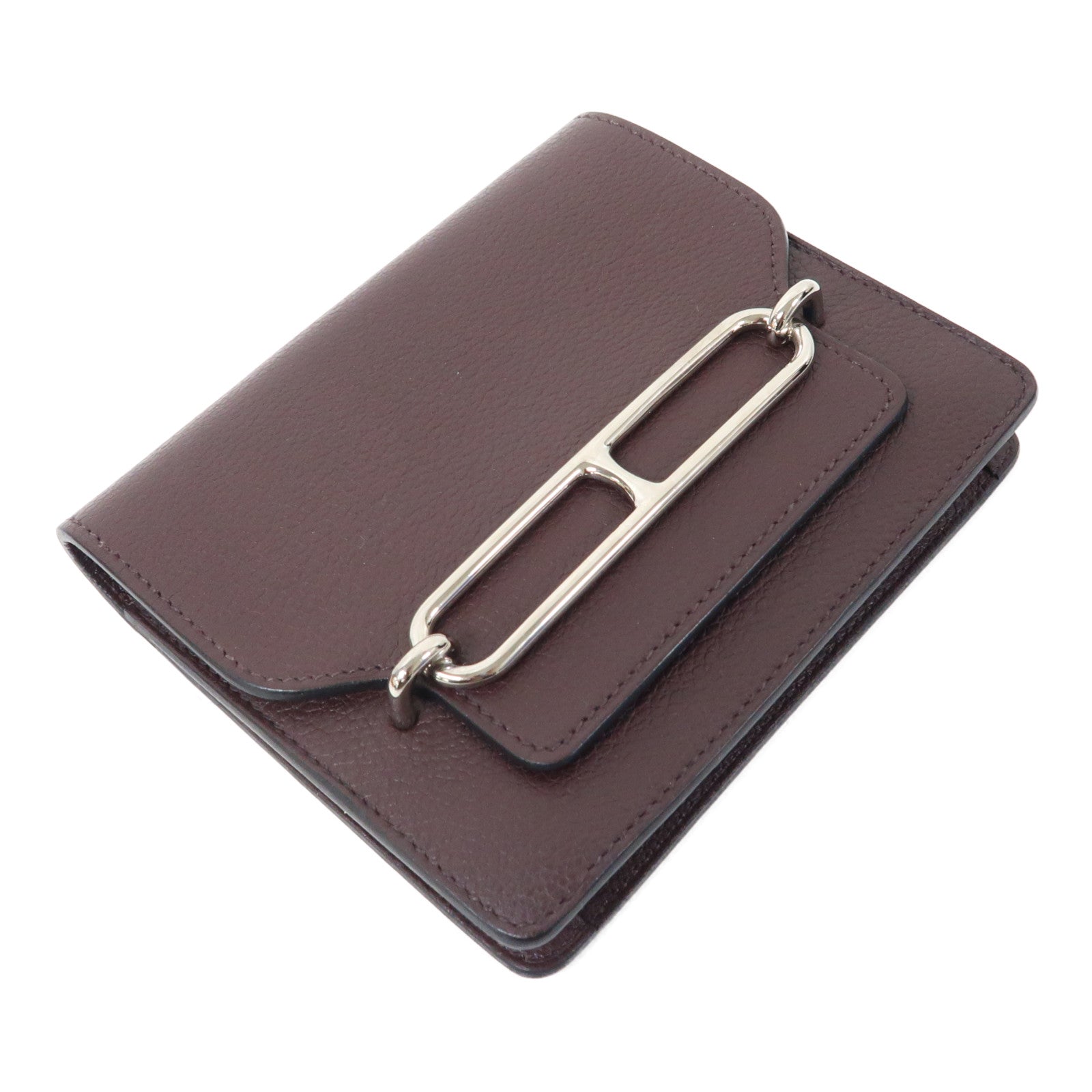 HERMES 【激減優惠】Evercolor皮革Roulis Slim Wallet銀扣錢包紅色/藍色