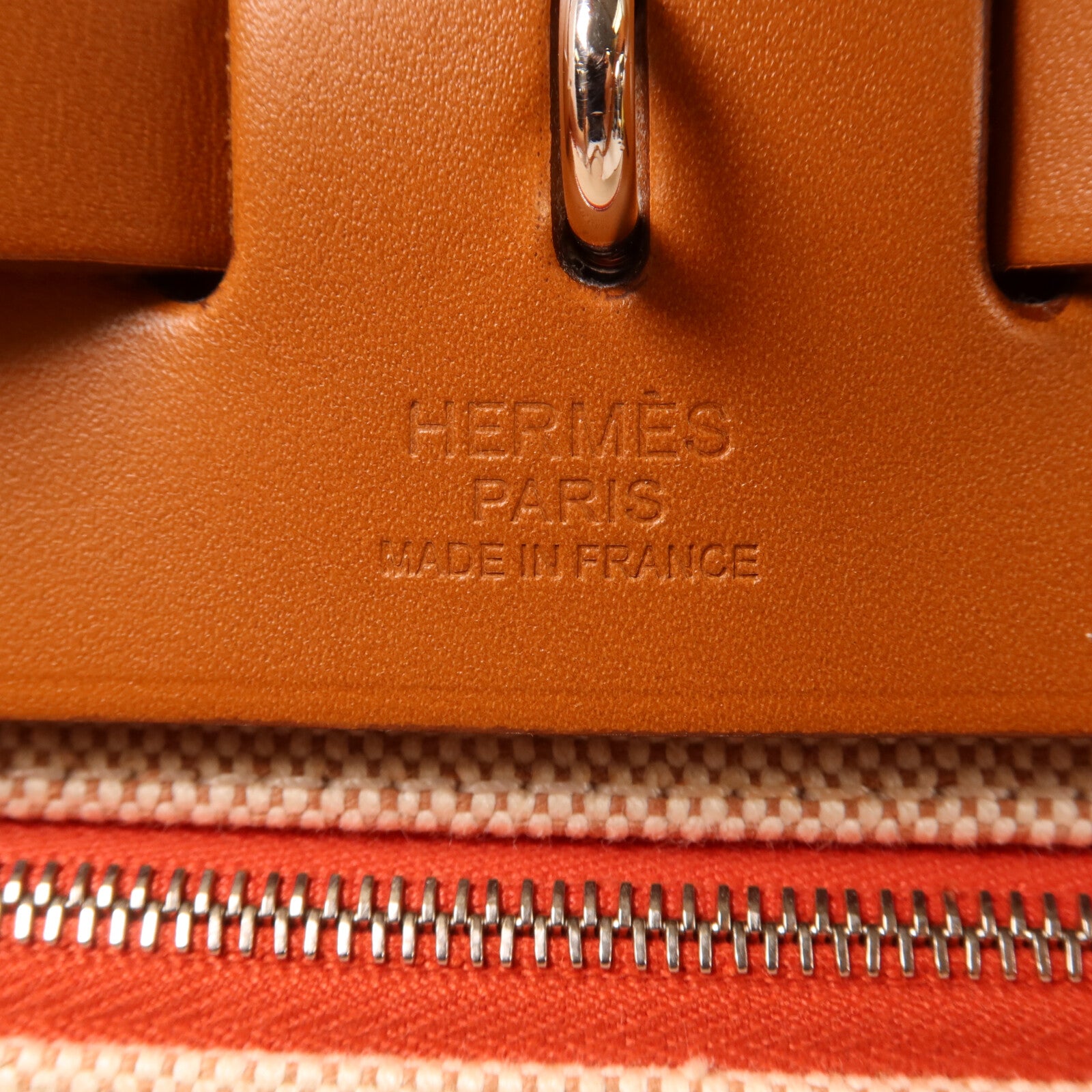 HERMES 帆布Herbag PM手挽肩背兩用袋Orange Mecano/Beige/Fauve