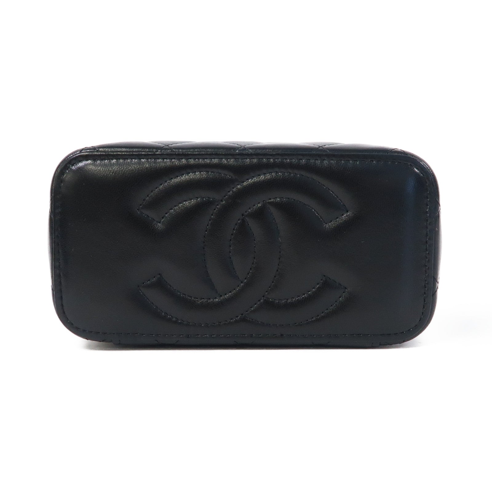 CHANEL 【激減優惠】菱格羊皮皮革Vanity Case金扣鏈帶肩背袋黑色
