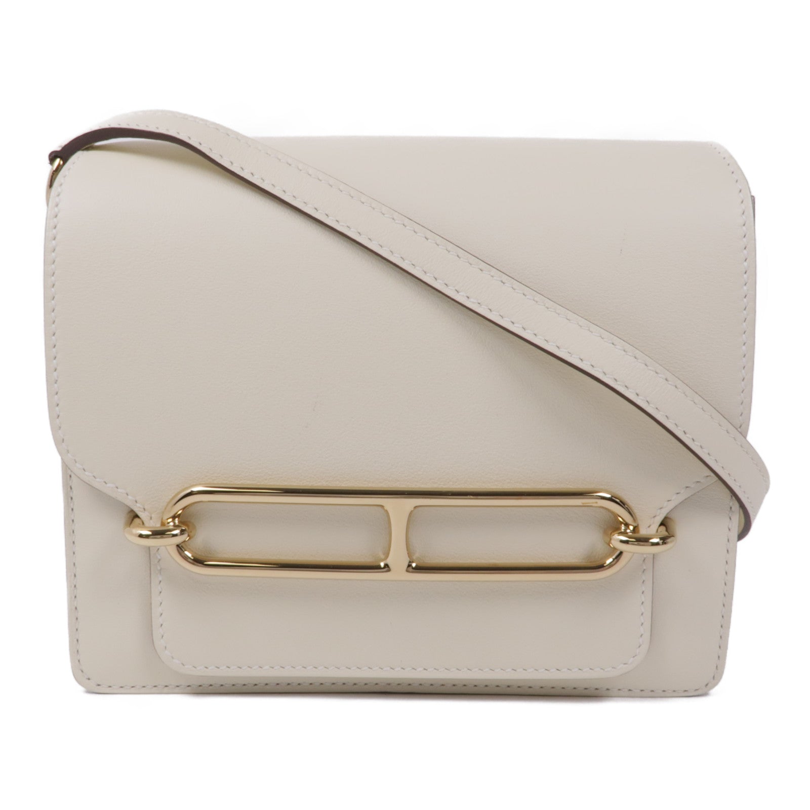 HERMES Swift皮革Mini Roulis金扣肩背袋Nata