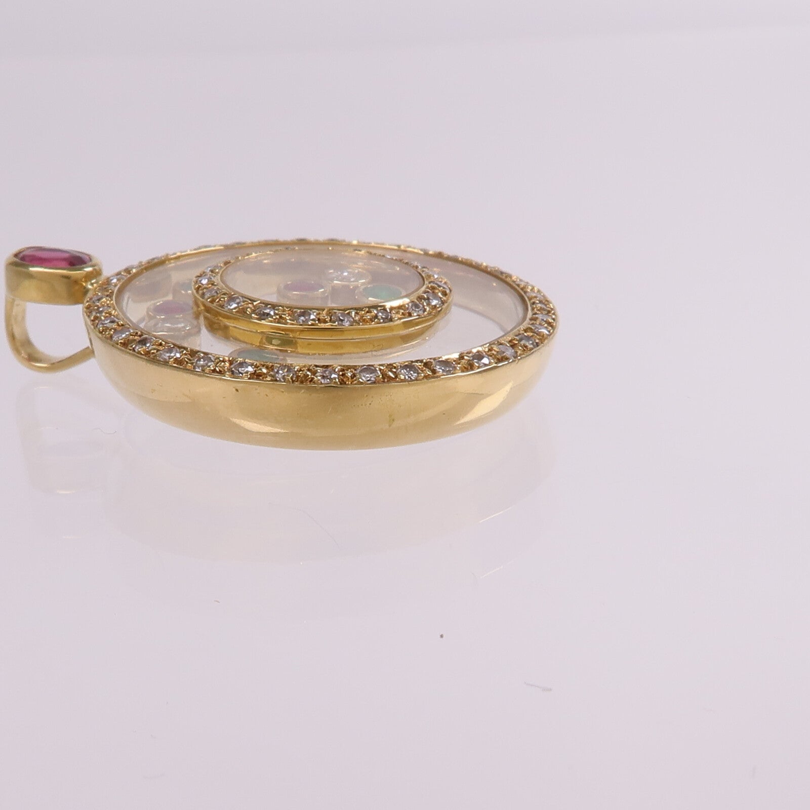 JEWELRY 18K黃金Ruby Emerald Diamond Pendant Top紅寶石/綠寶石/鑽石吊墜