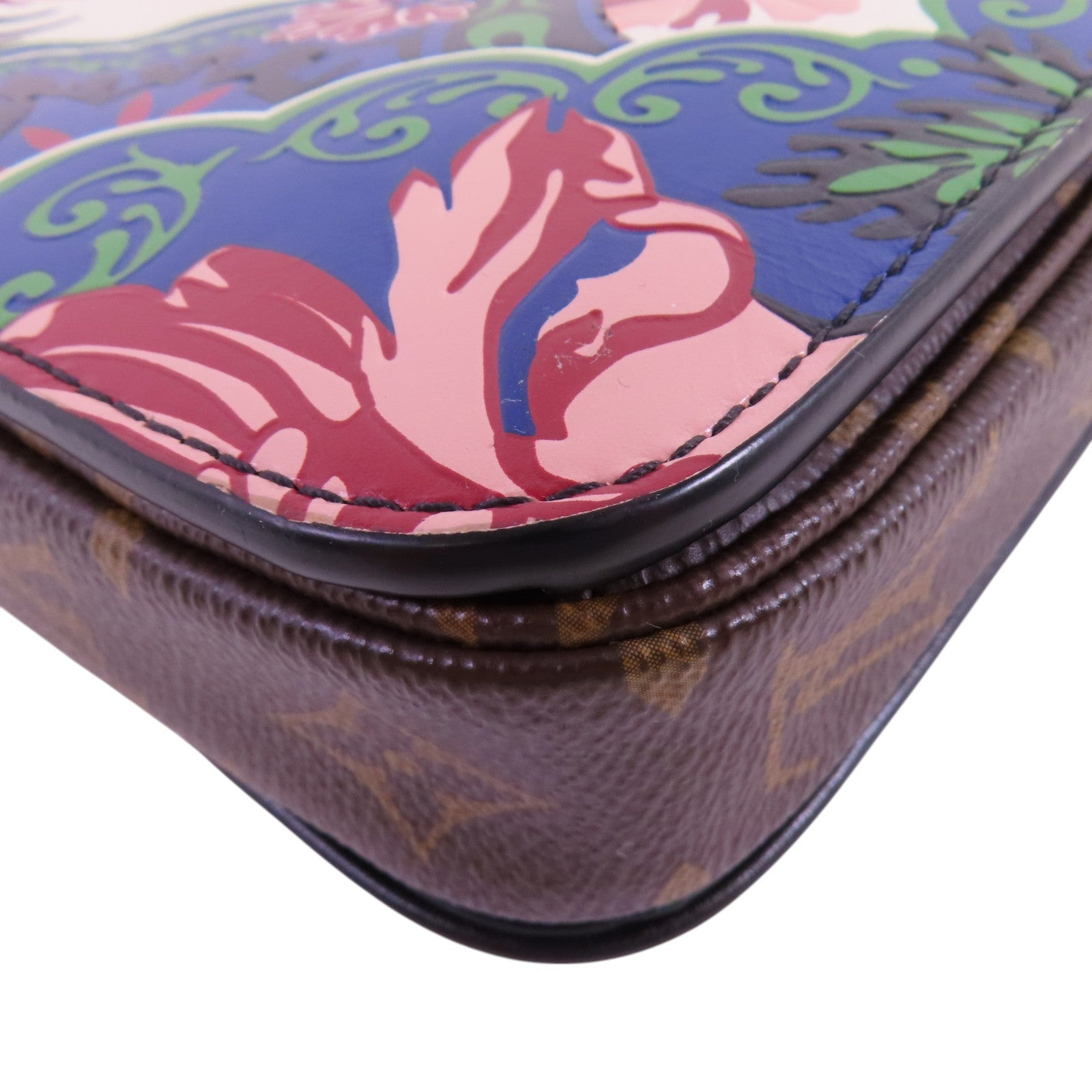 LOUIS VUITTON Epi Leather/Monogram Pochette Metis銀扣鏈帶手挽肩背兩用袋