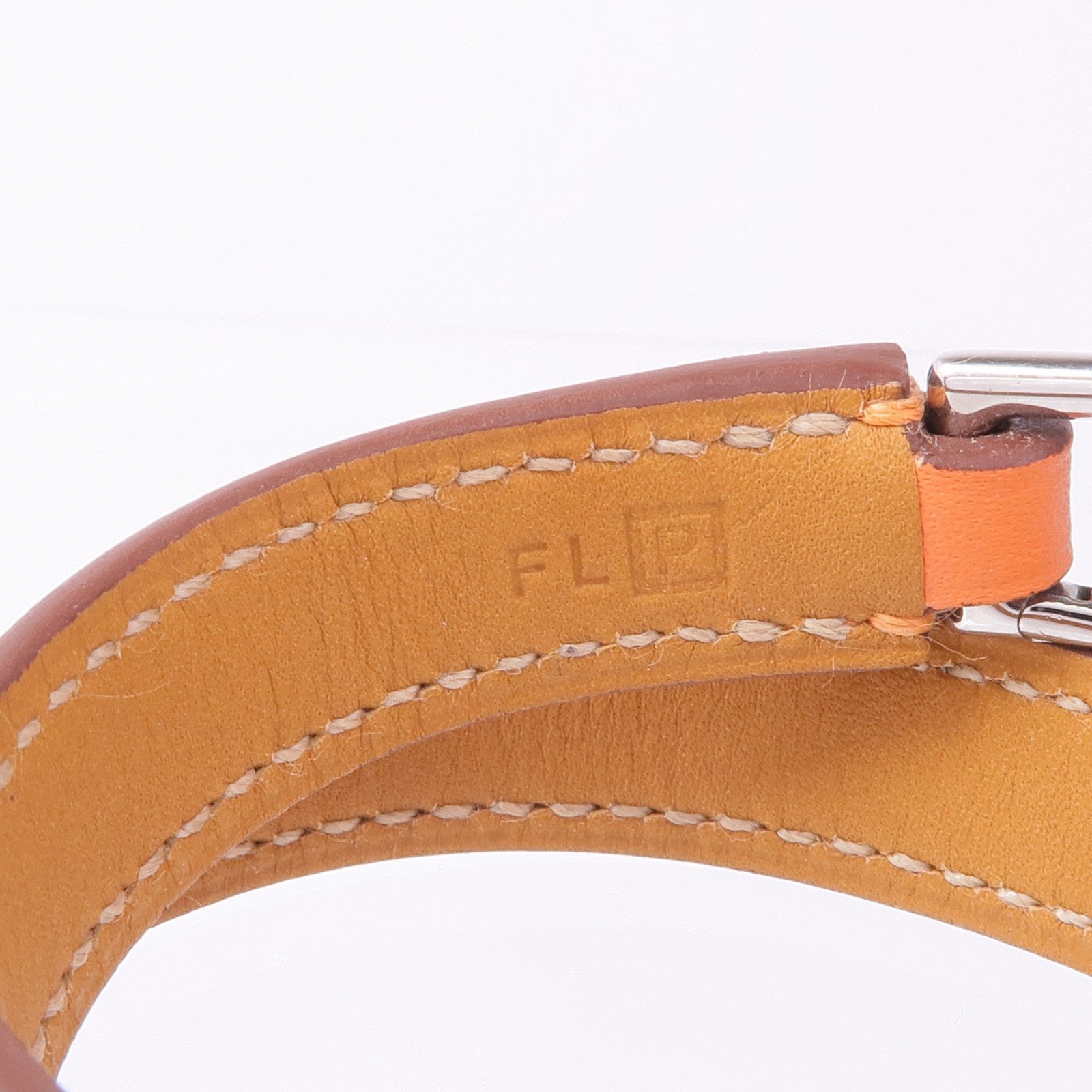 HERMES 皮革Rivale Double Tour銀扣手帶